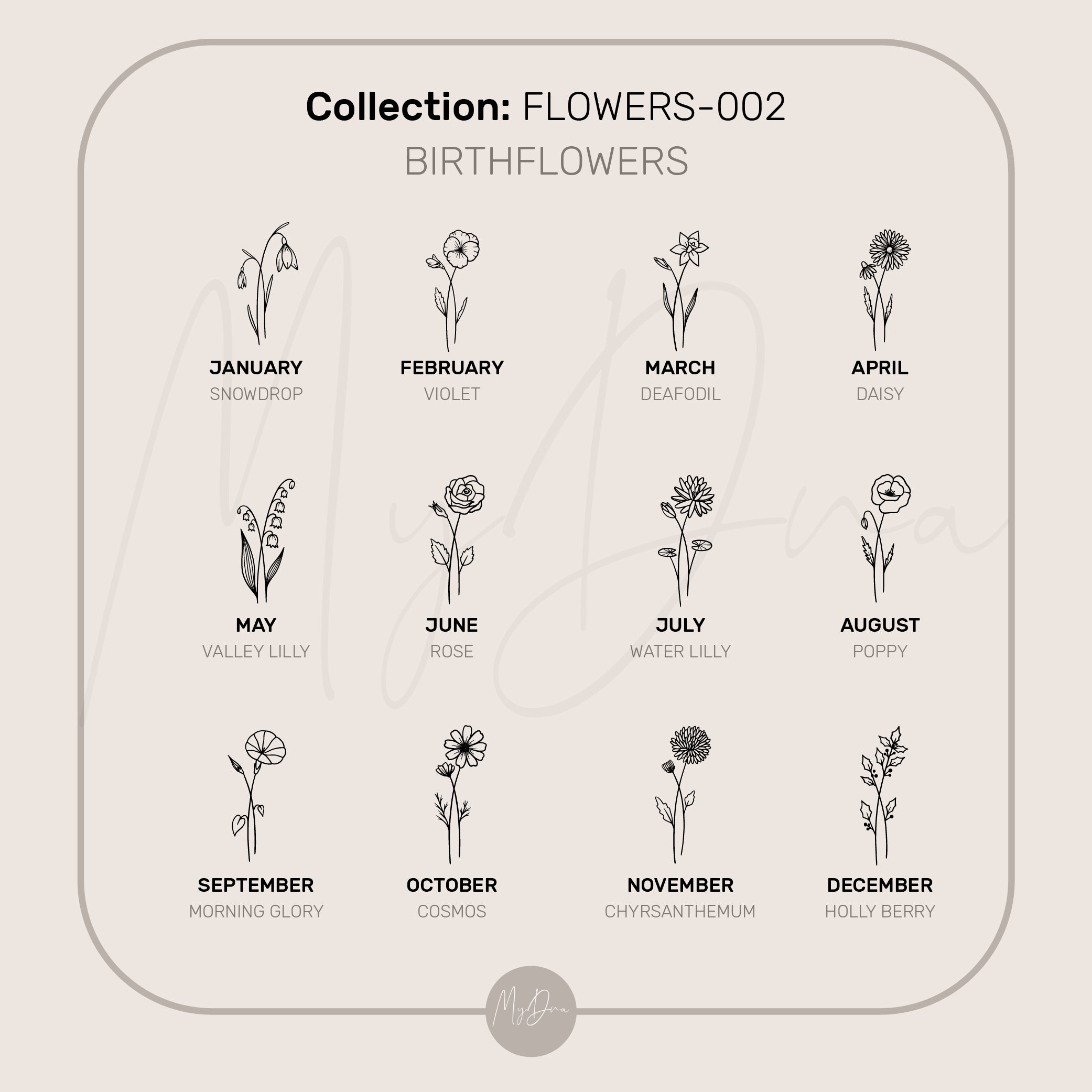 Engraved July Birth Flower Necklace