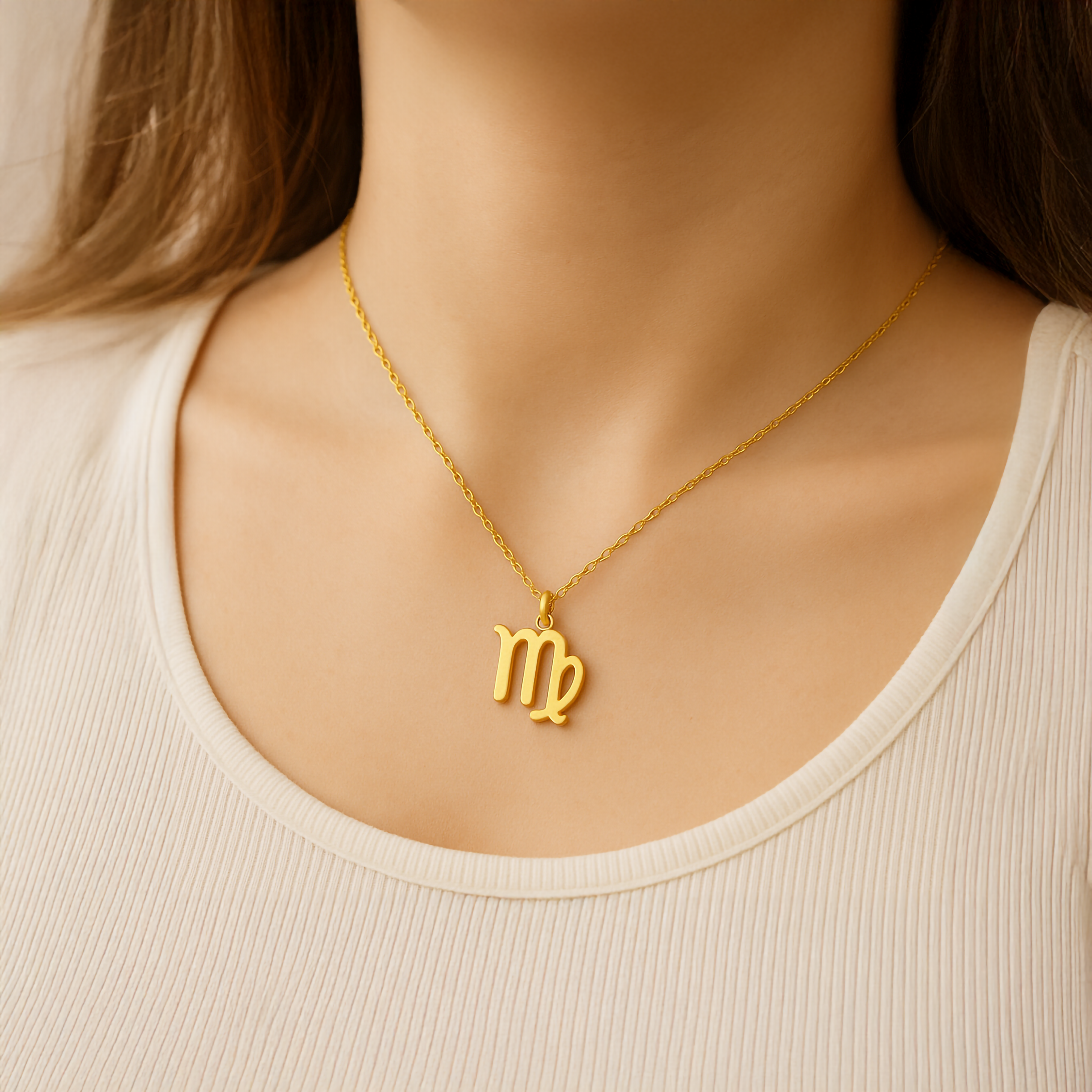 14k Gold Virgo Zodiac Necklace