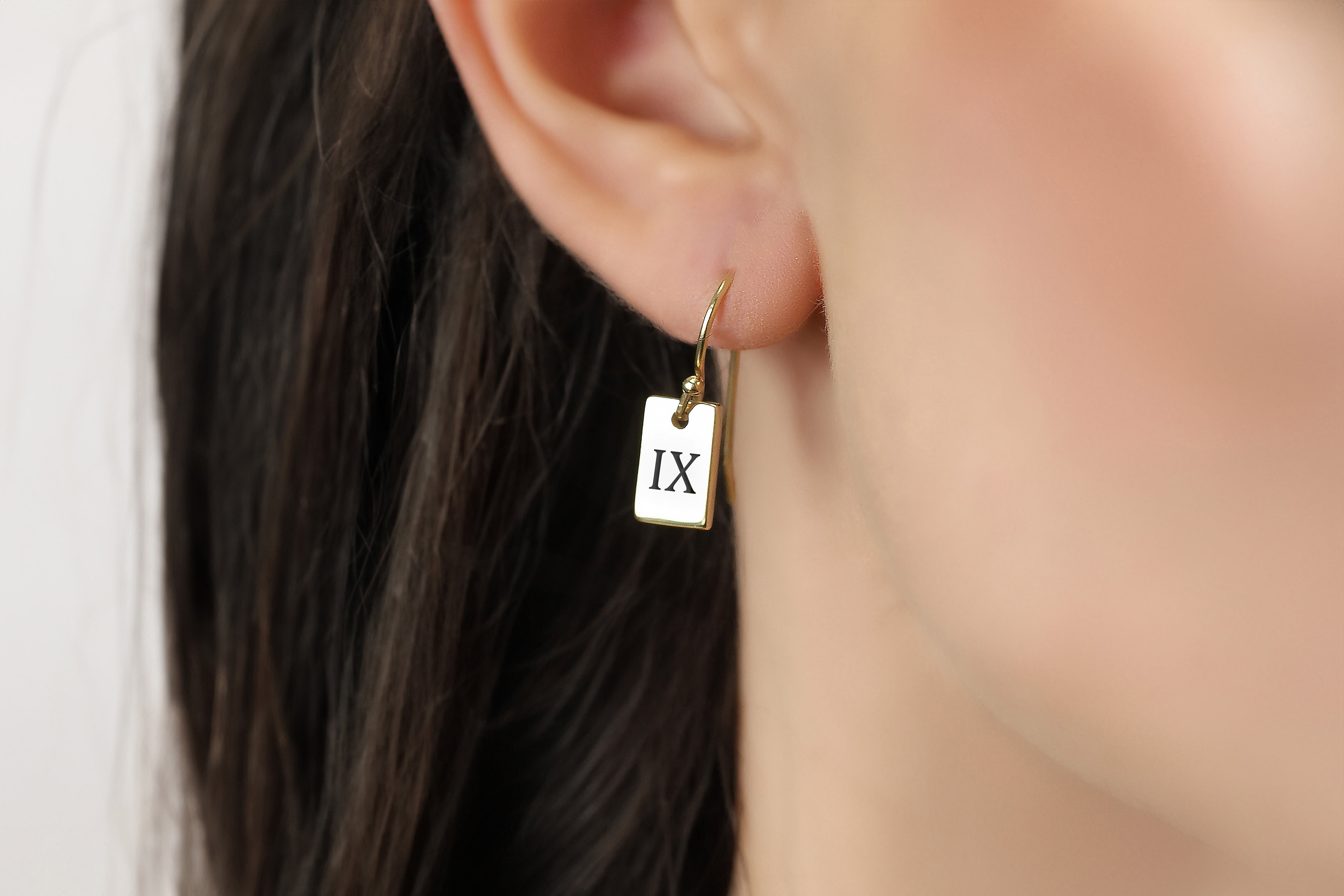 Roman Numbers Engraved Earrings