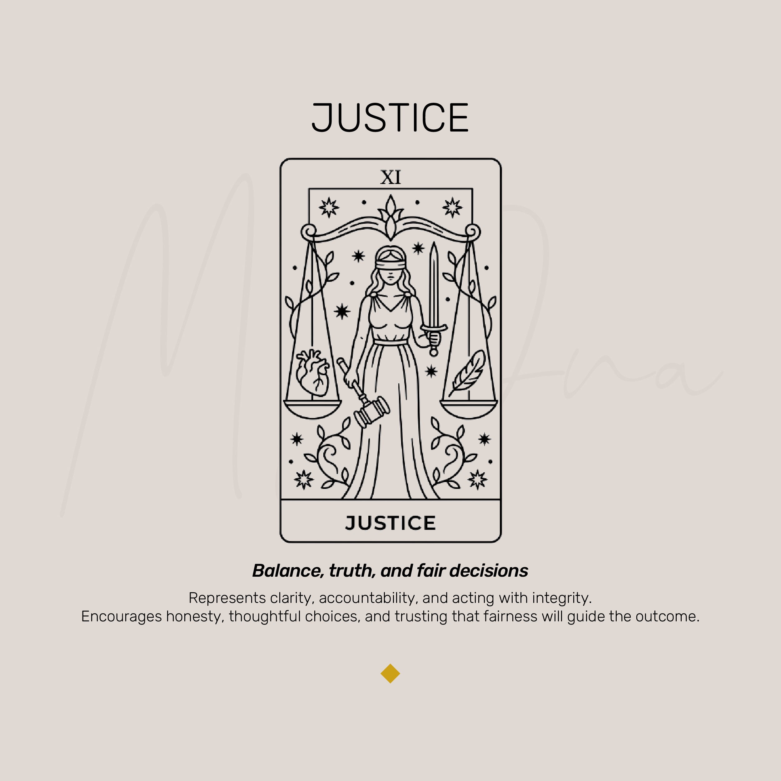 Justice Tarot Card Necklace