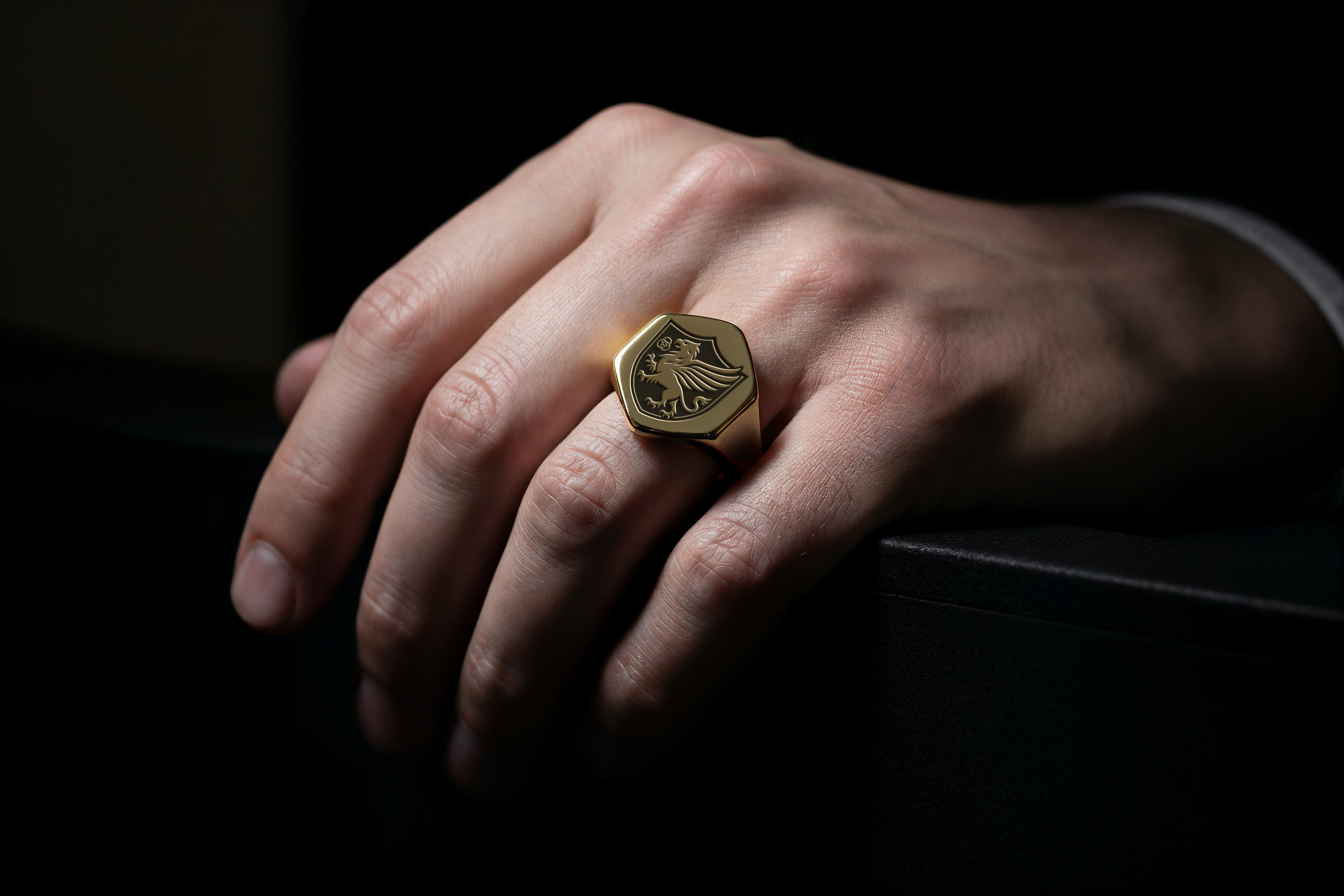 Griffin Crest Signet Ring in Gold