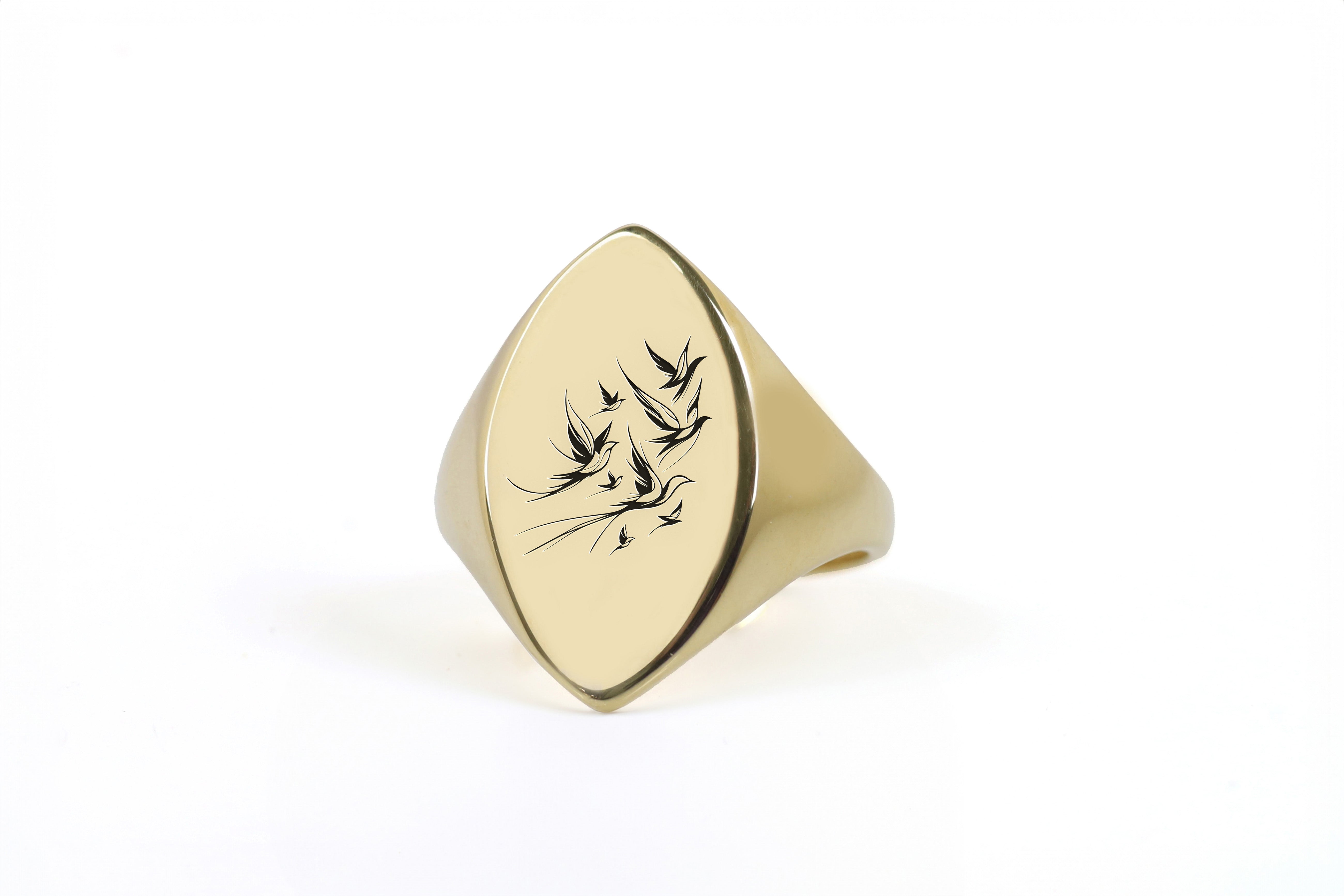 Flock Of Birds Engraved Ring