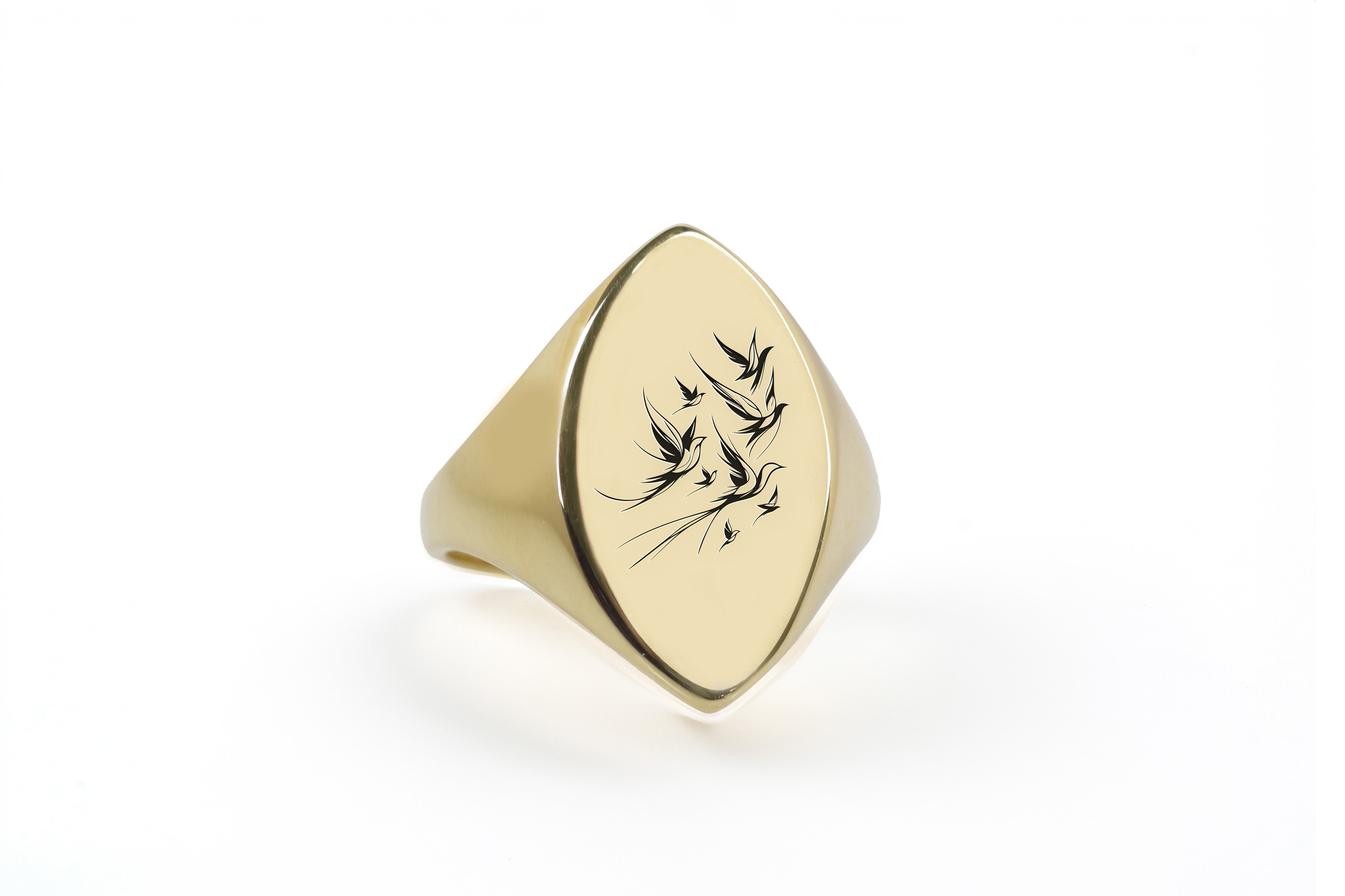 Flock Of Birds Engraved Ring