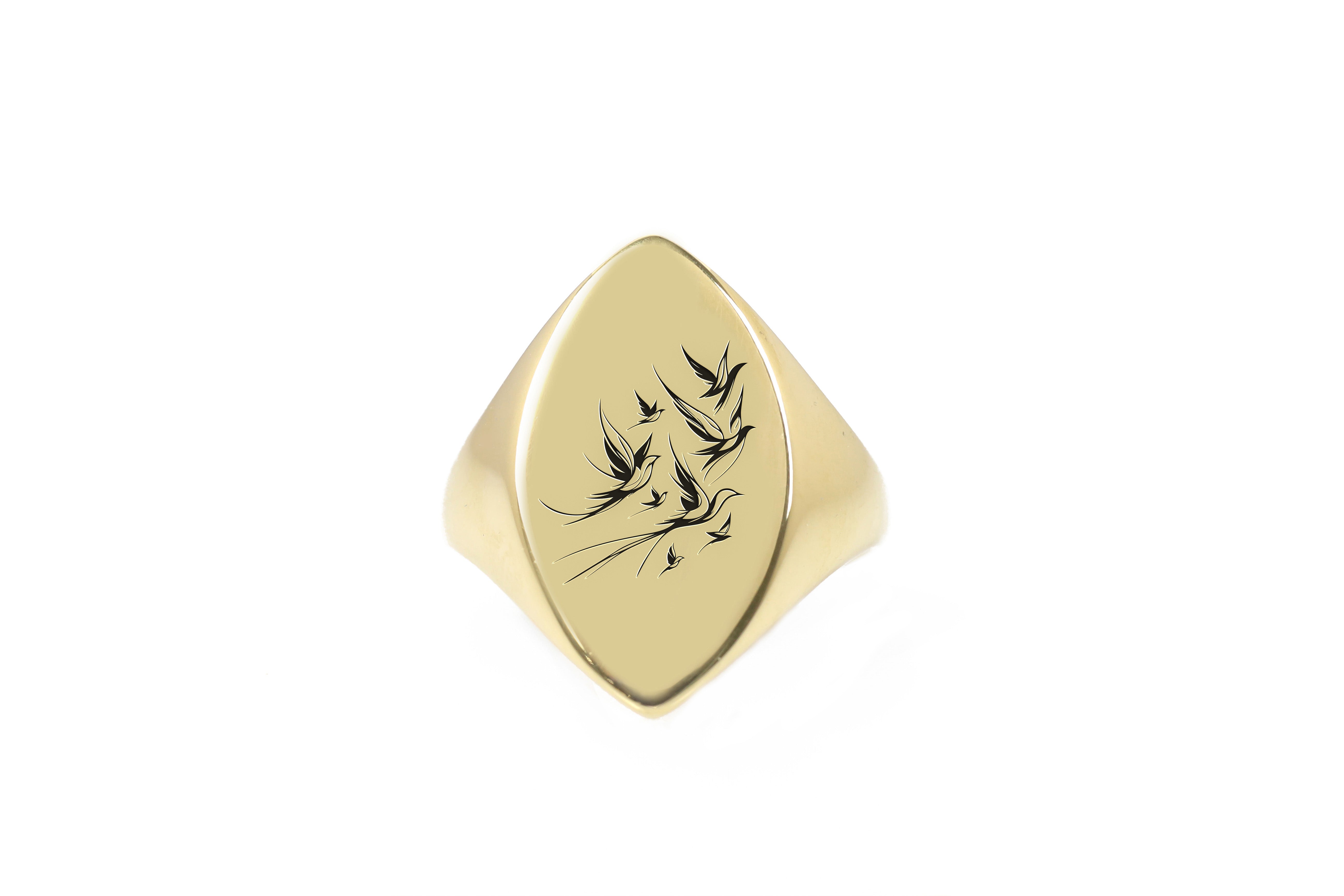Flock Of Birds Engraved Ring