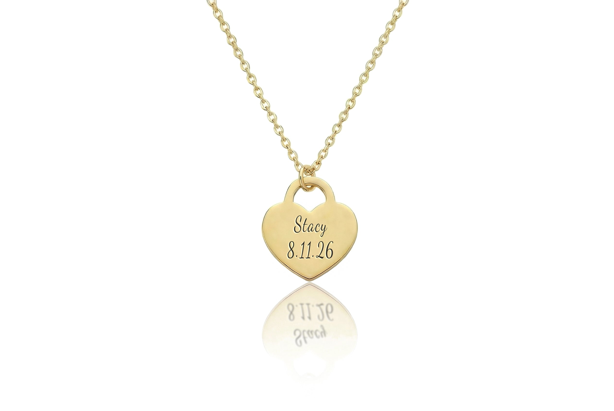 Custom Engraved Heart Lock Necklace