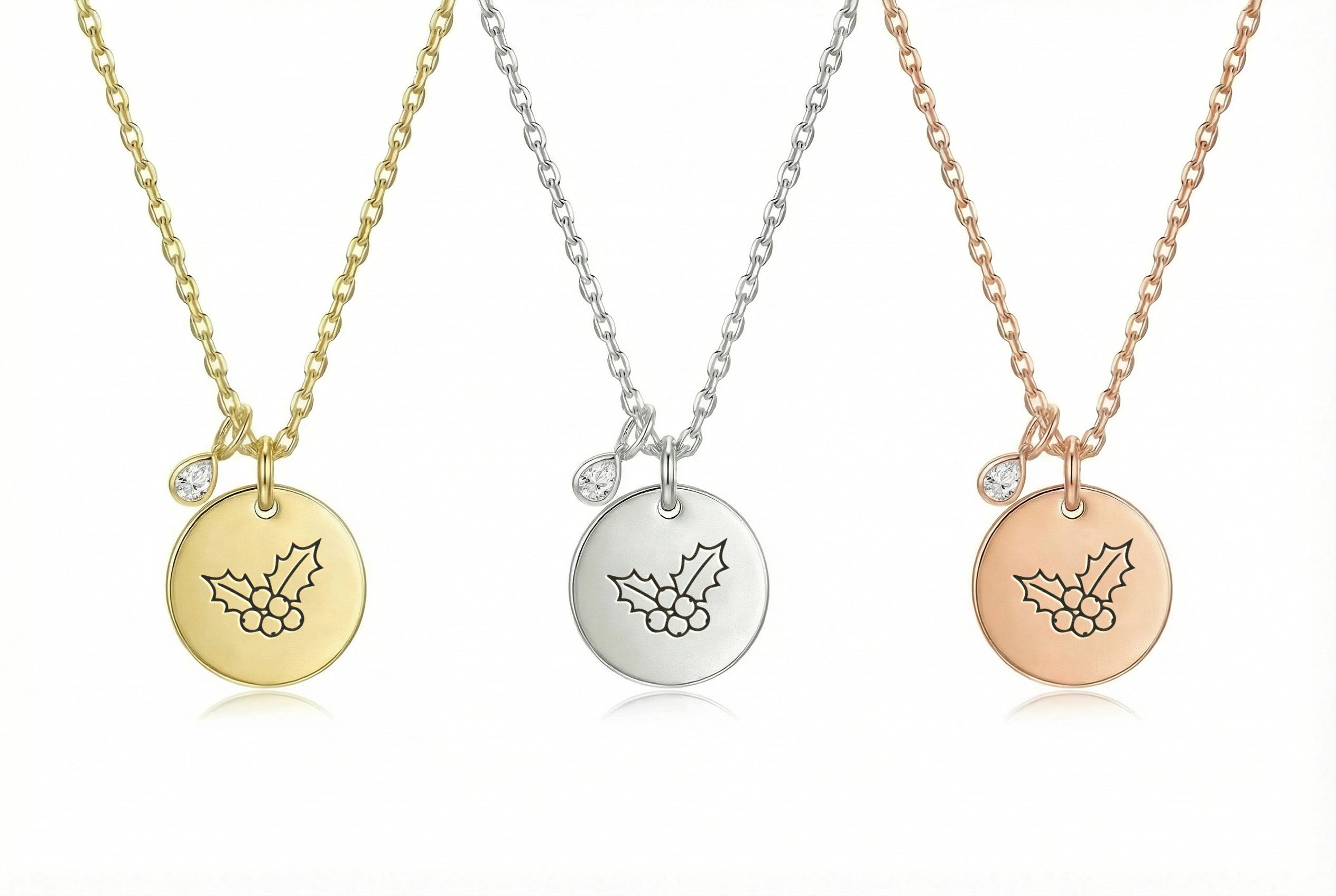 Birth Flower Round Pendant