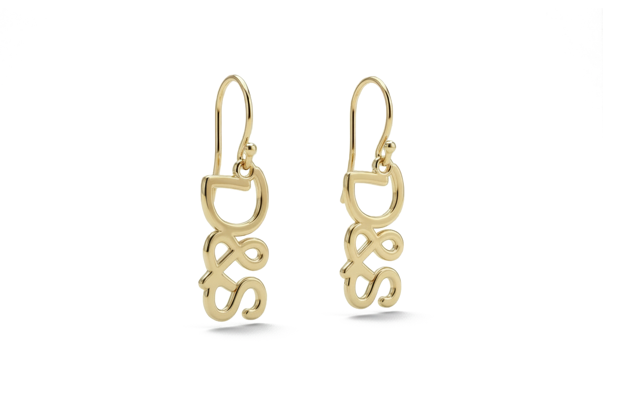 Couples Initials Dangle Earrings