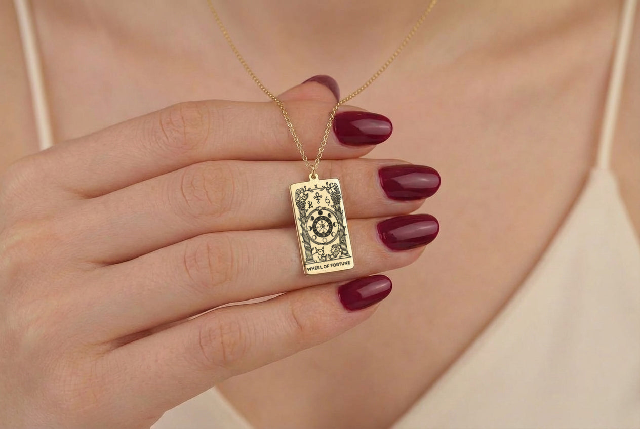 Wheel of Fortune Tarot Card Necklace