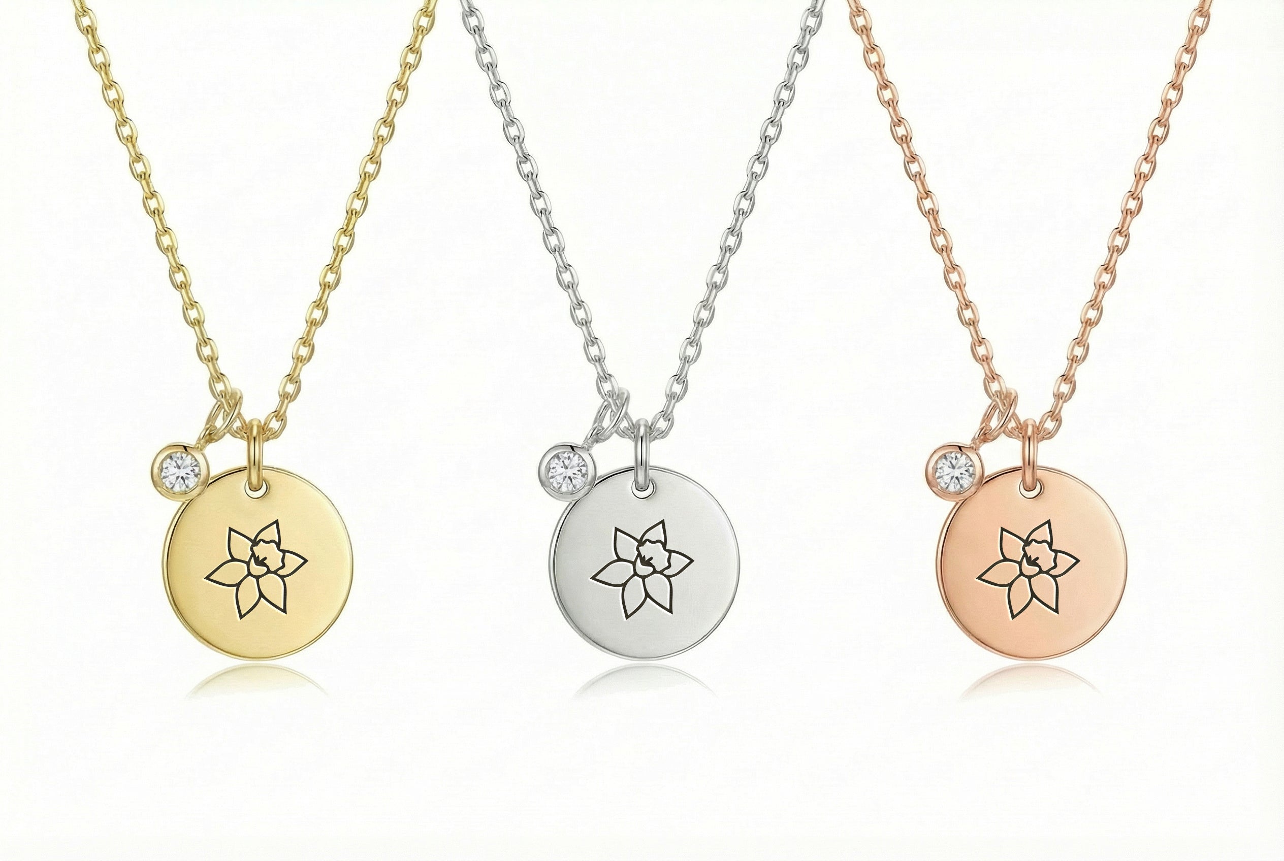 Birth Flower Round Pendant