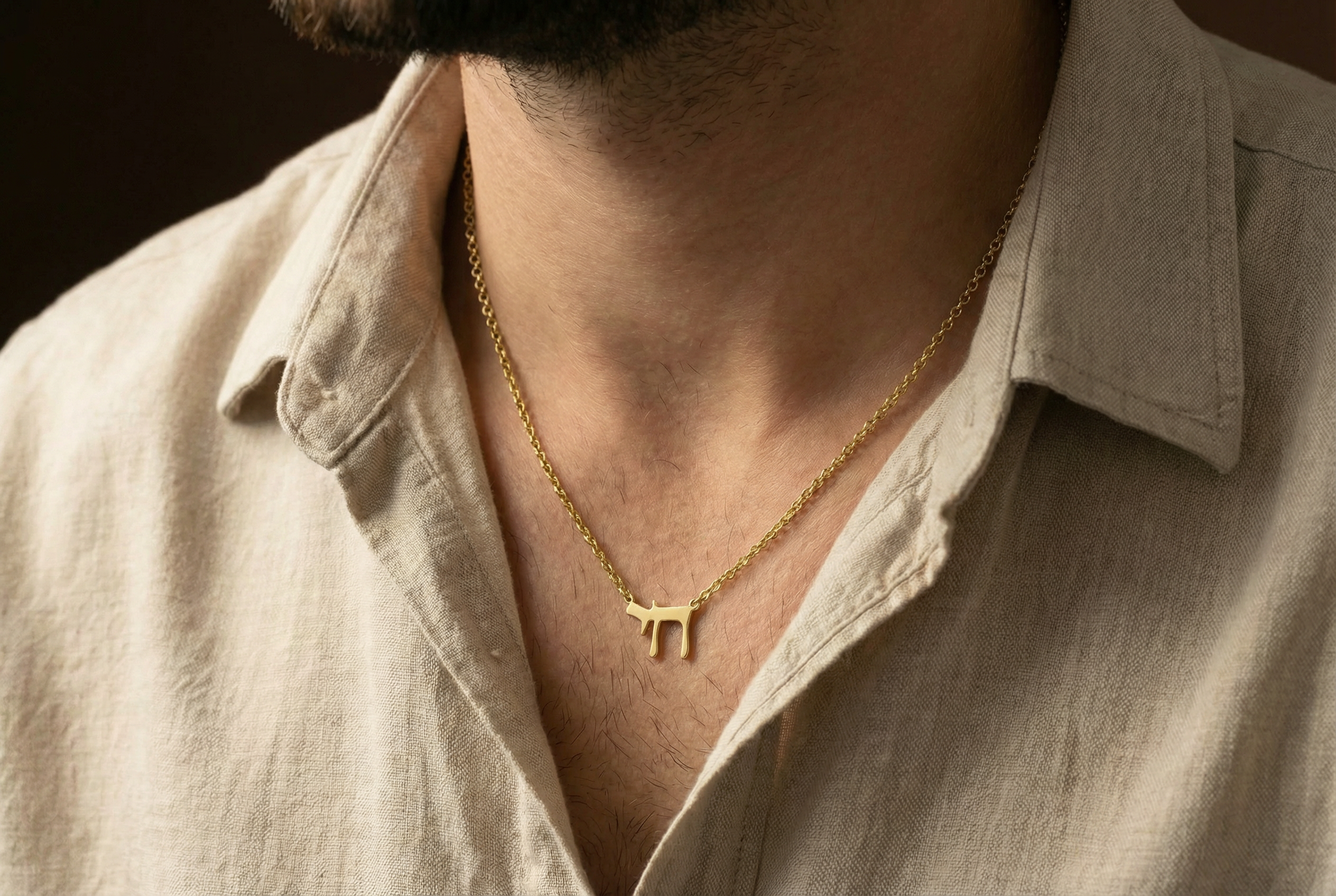 Hebrew Chai Necklace Gold