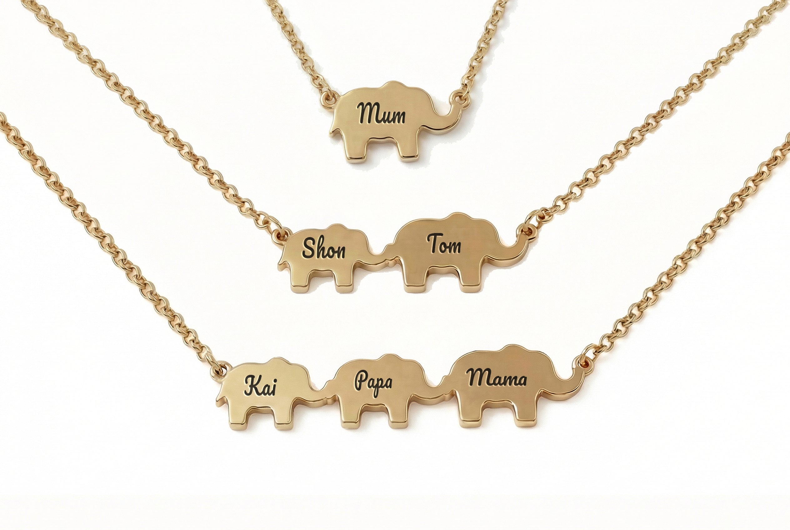 Elephant Name Necklace