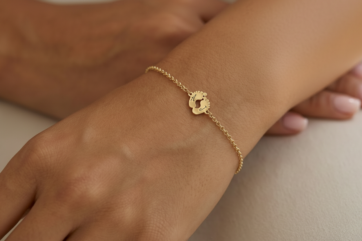 Personalized Baby Footprint Bracelet
