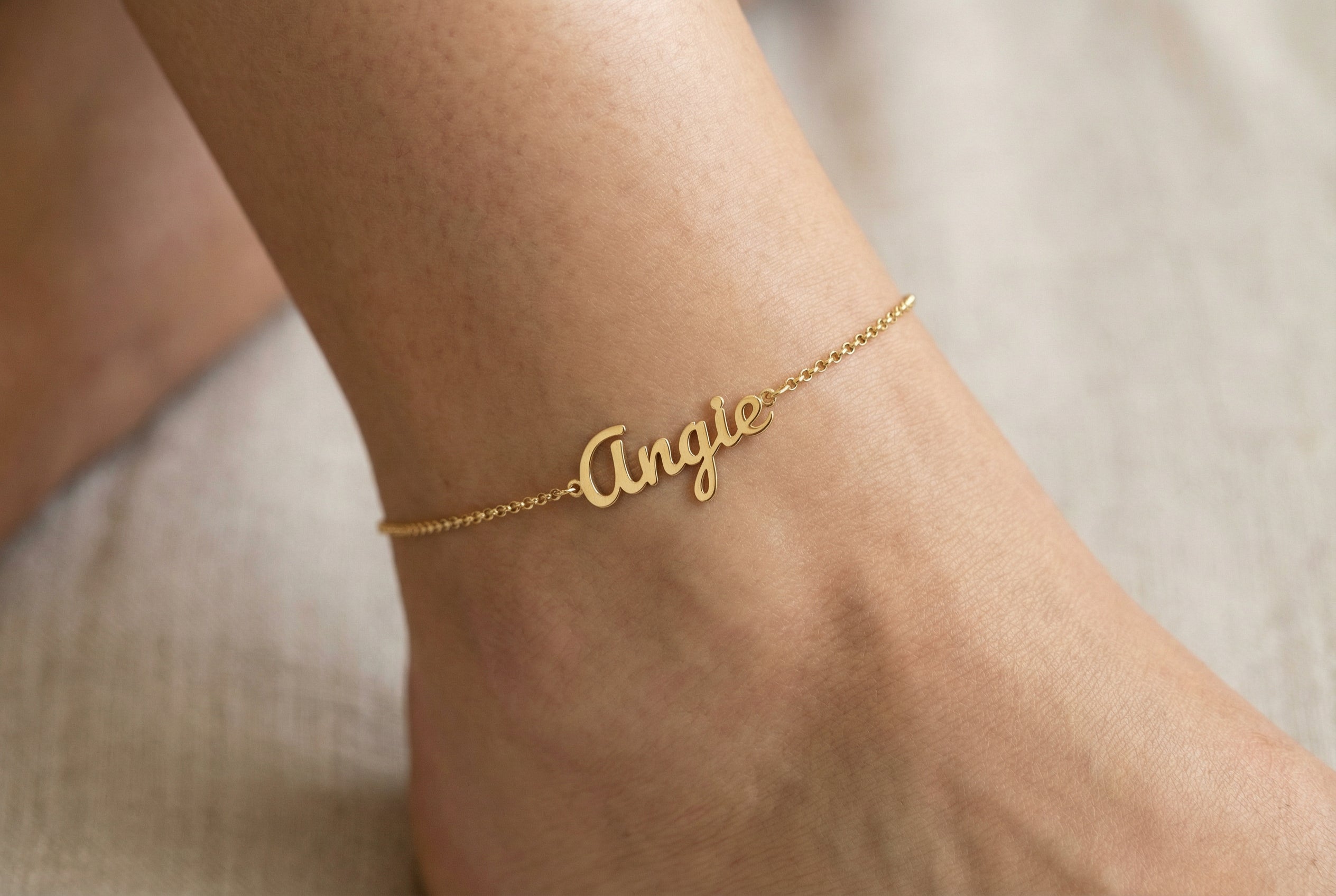 18k Gold Name Anklet
