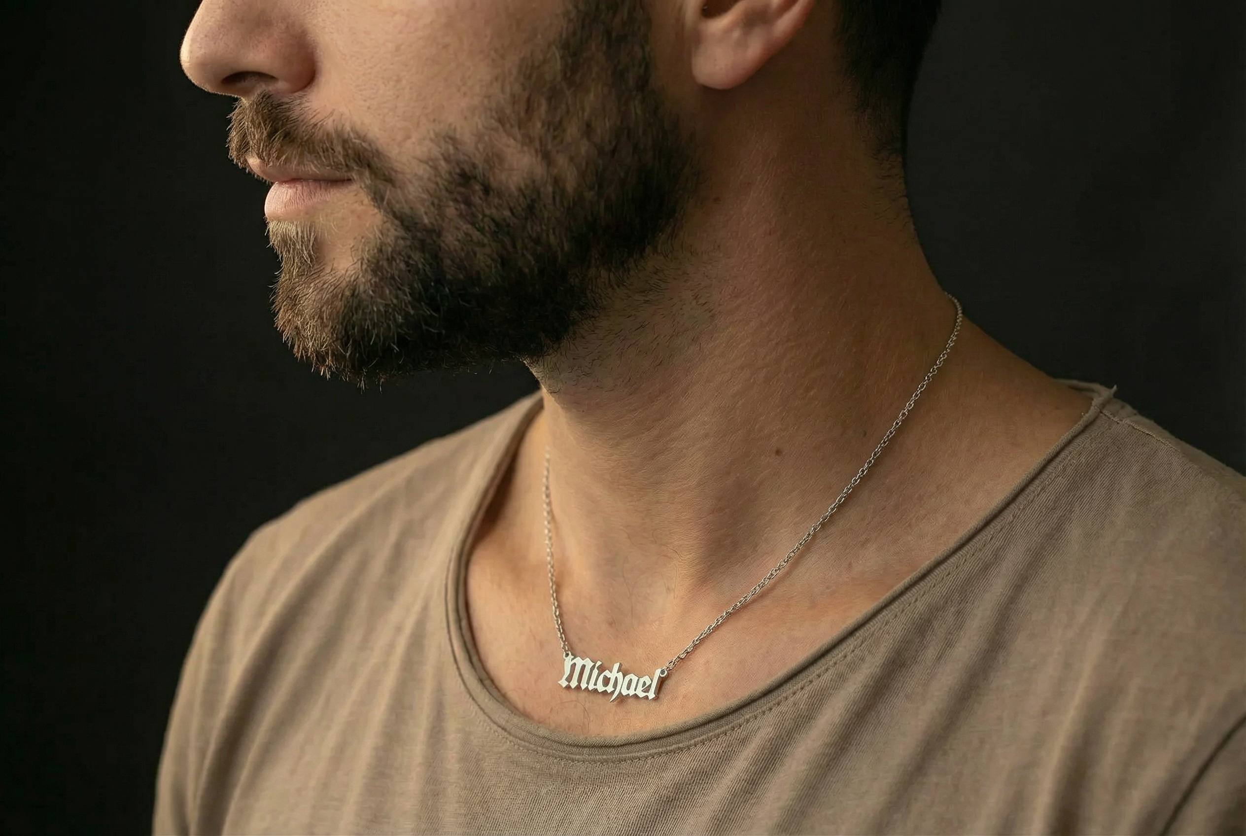 Gothic Script Name Necklace