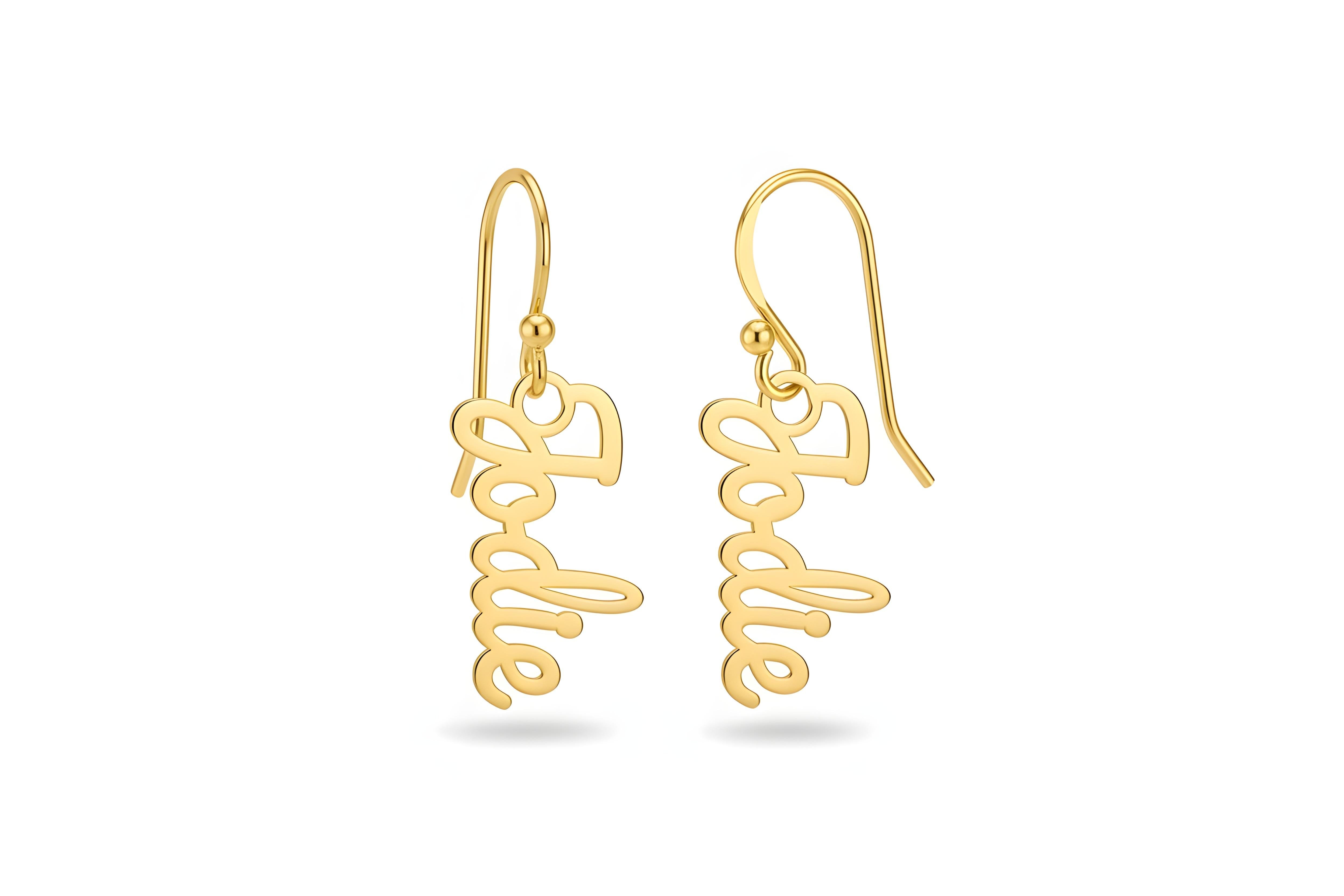 Rose Gold Script Letter Earrings