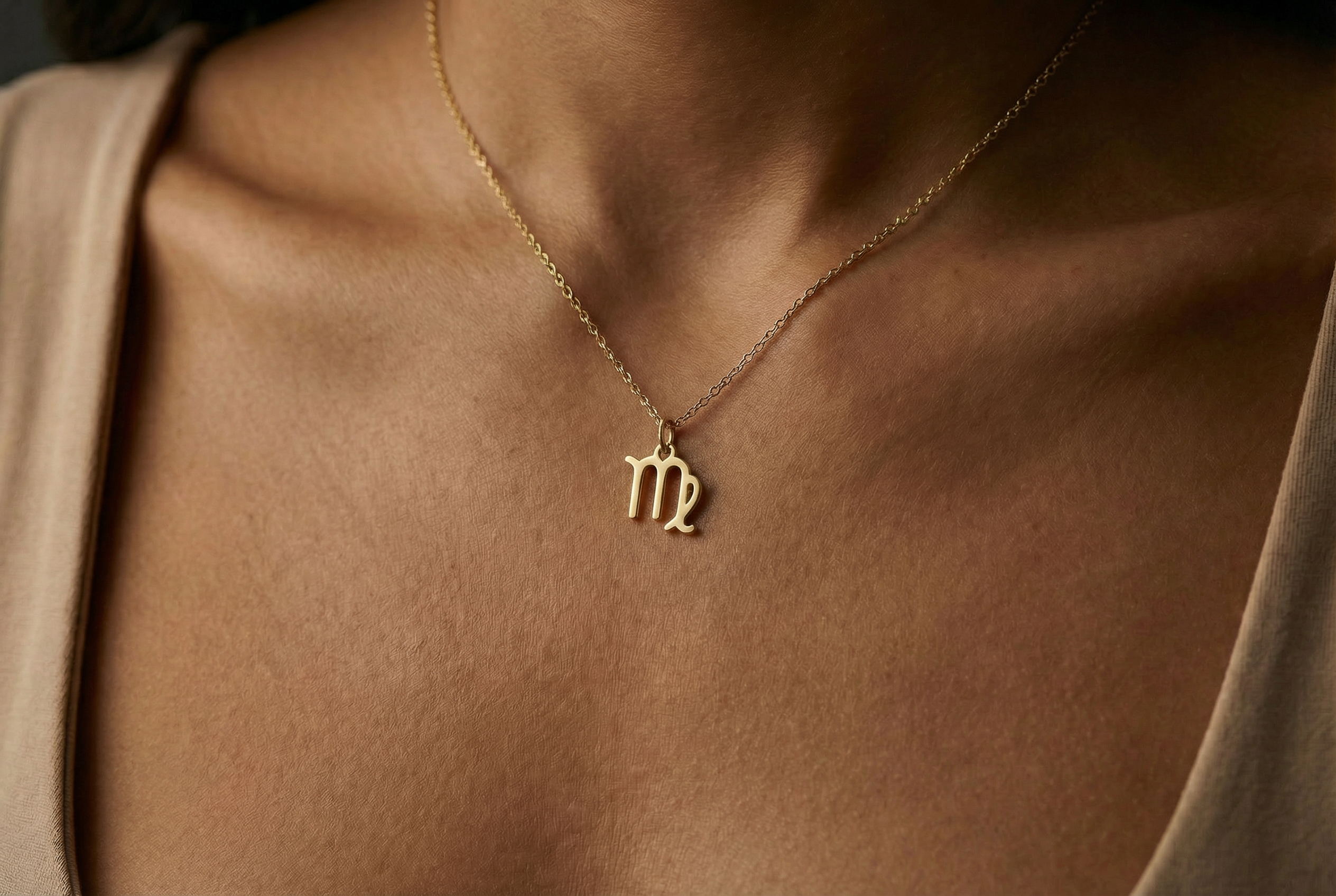 14k Gold Virgo Zodiac Necklace