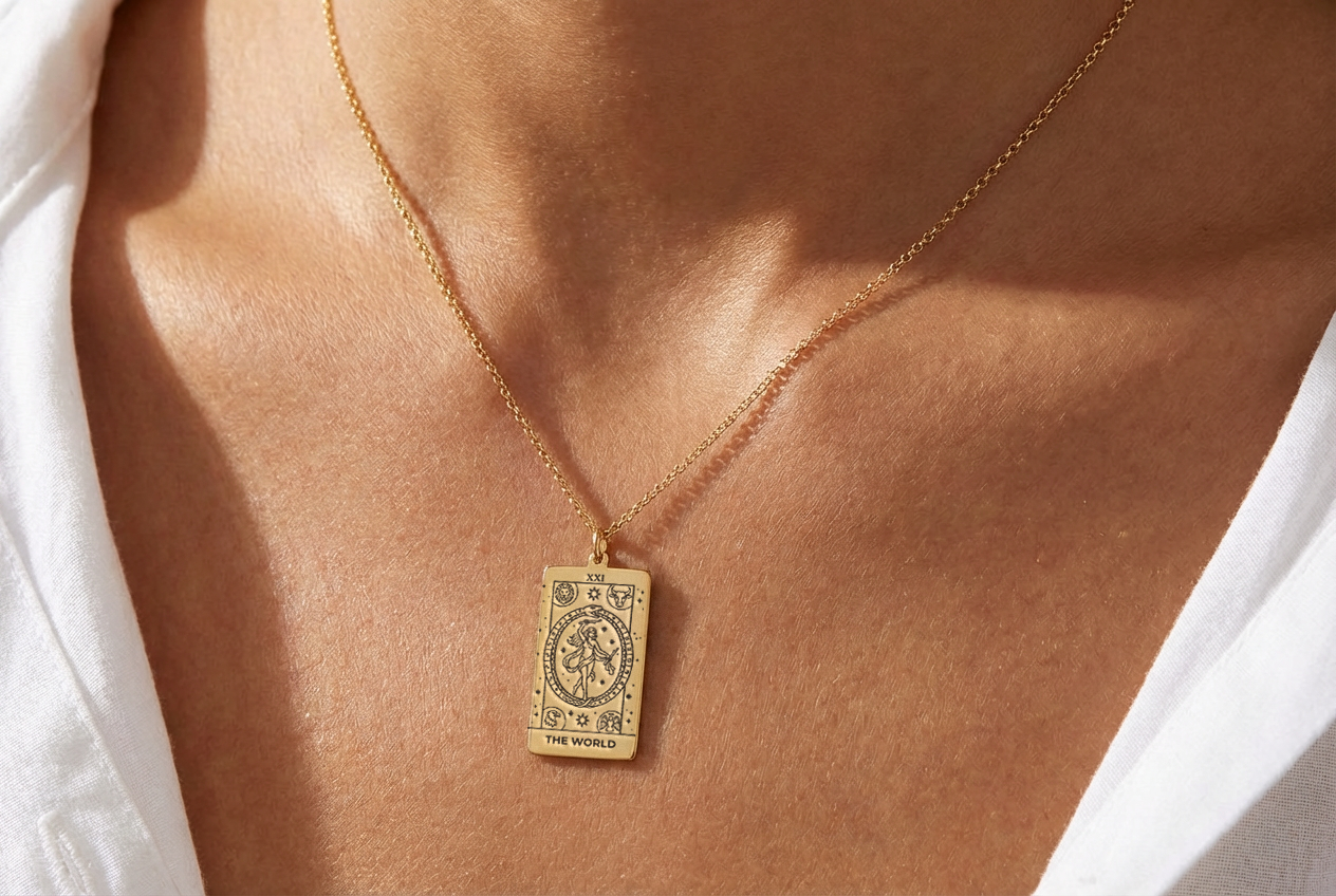 The World Tarot Card Necklace
