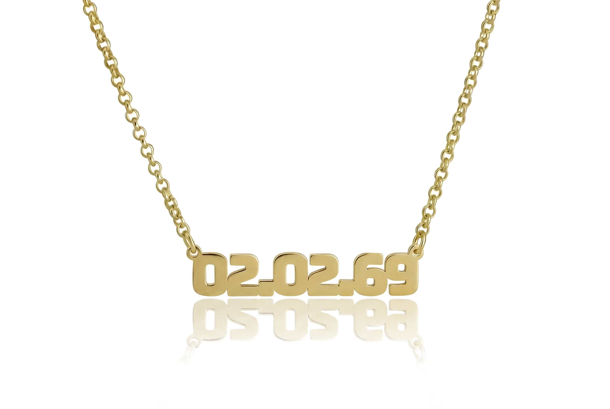 14k Gold Date Pendant Necklace