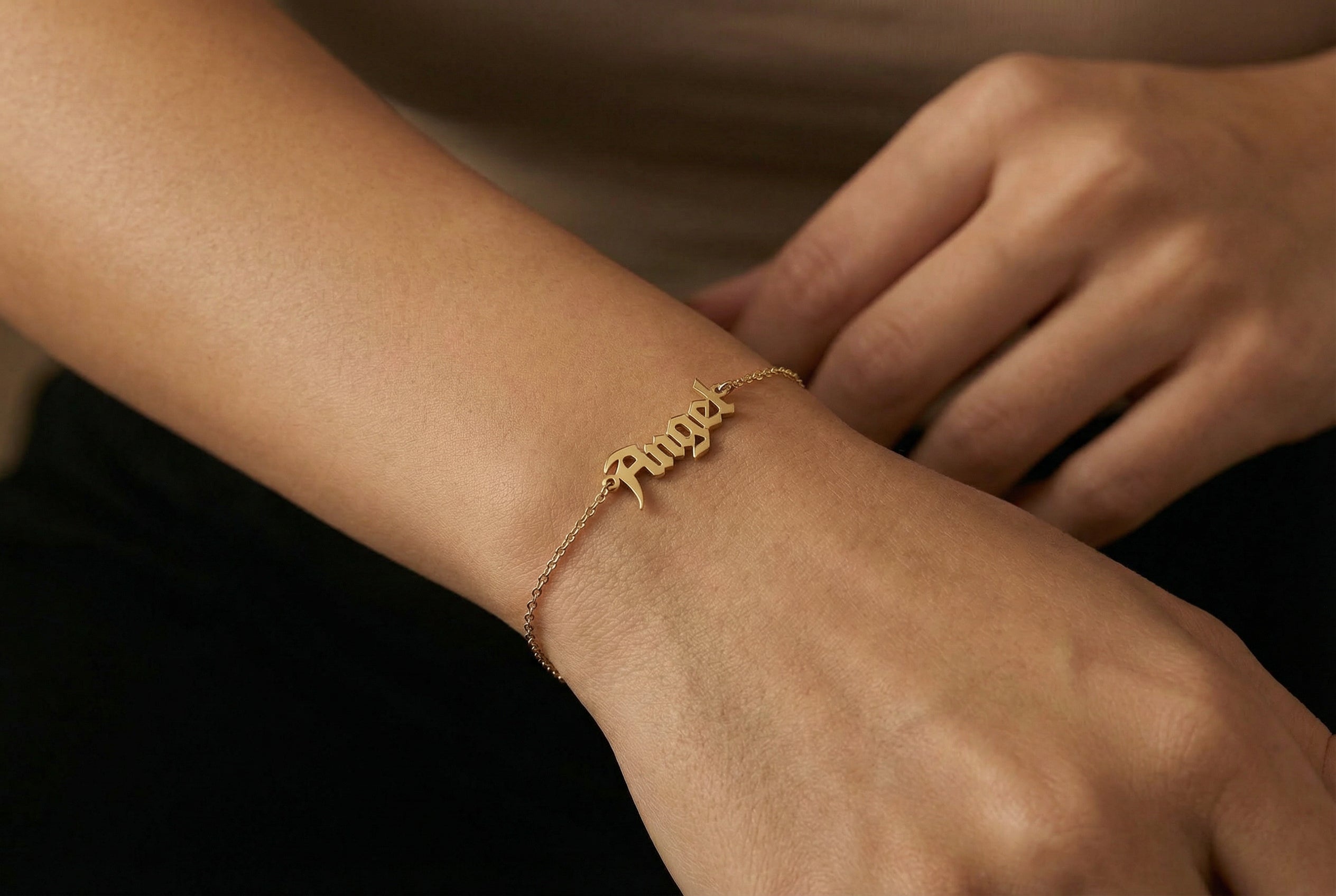 Gothic Font Hand Bracelet