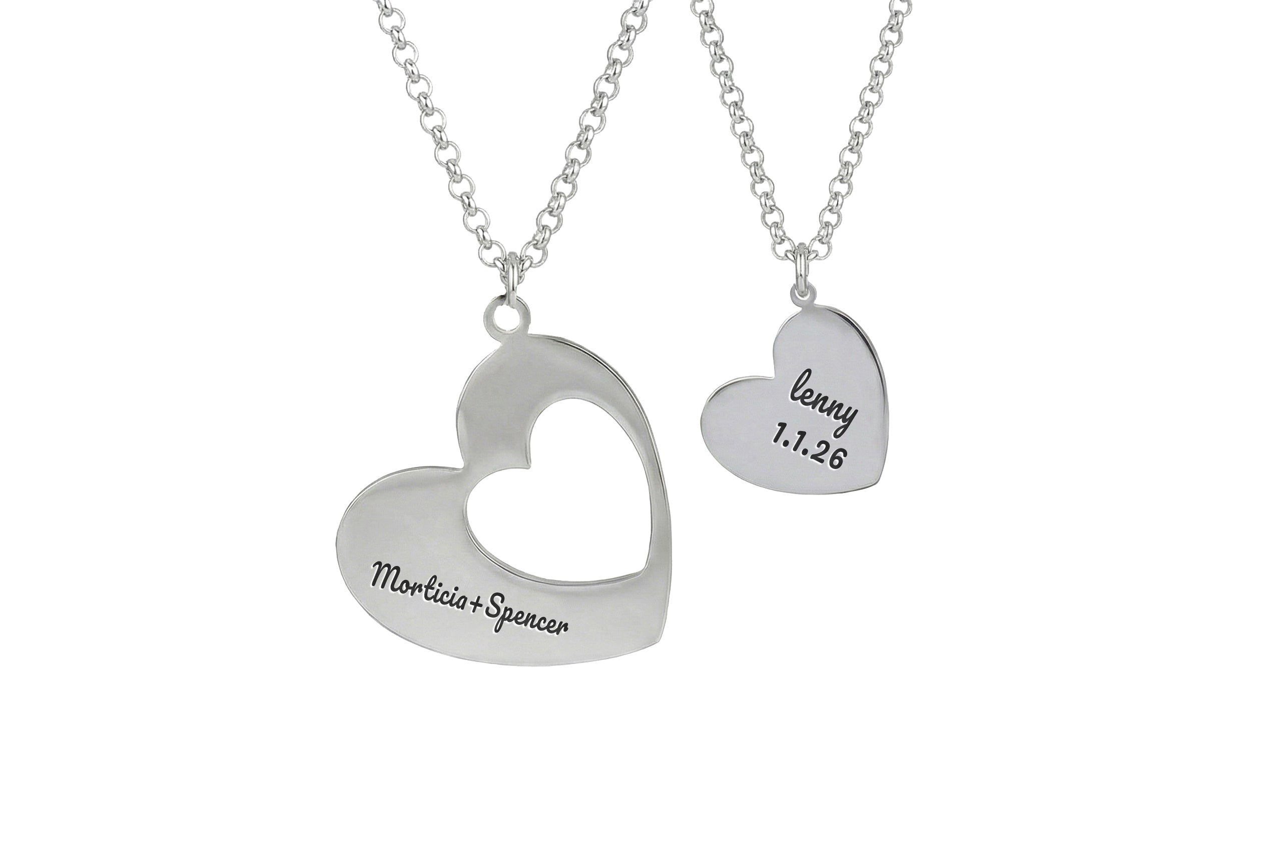 Set Heart Silhouette Necklaces