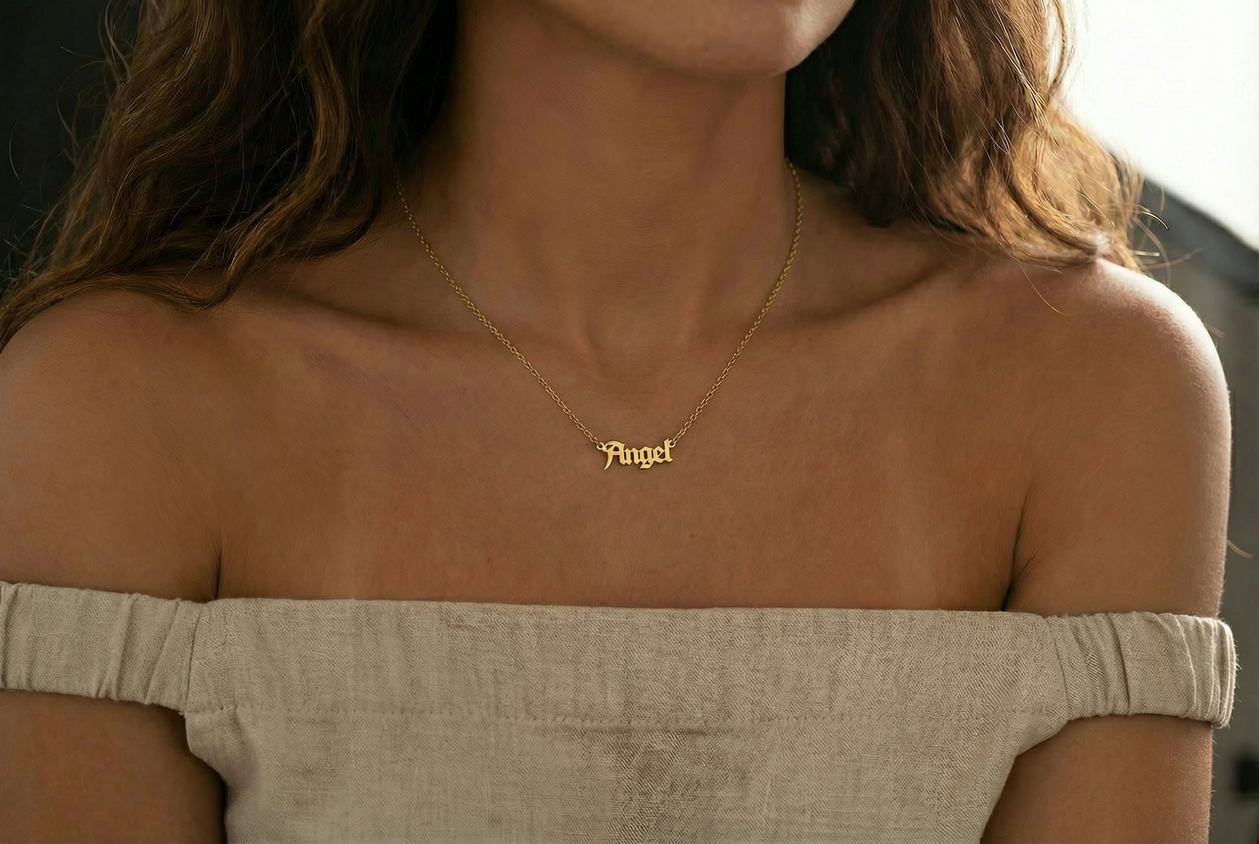 Old English Script Necklace
