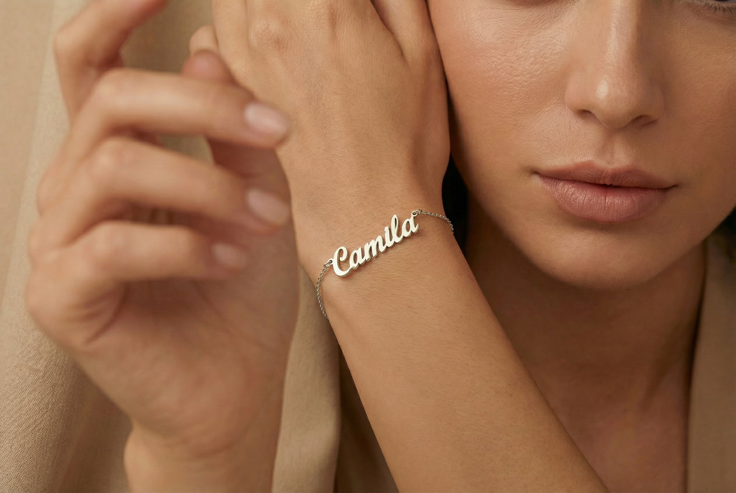 Silver Name Hand Bracelet