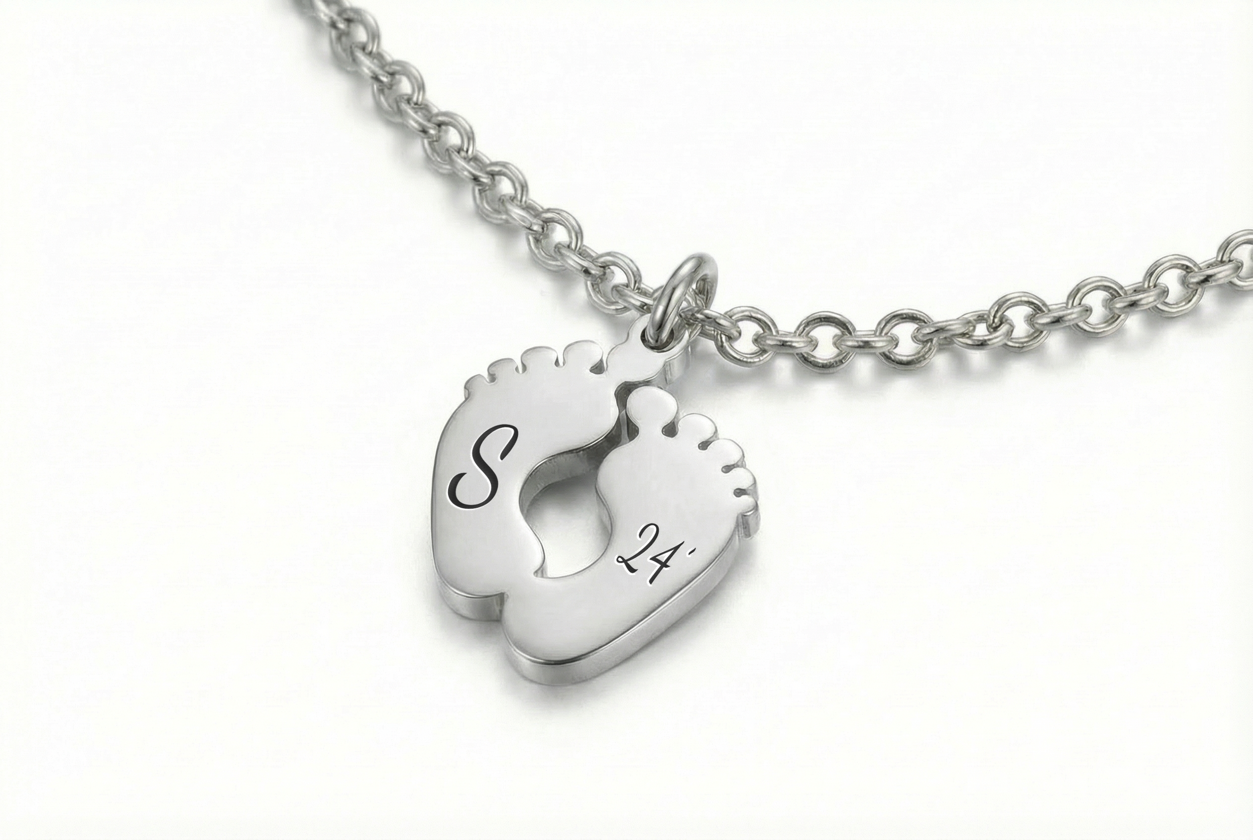 Newborn Footprint Pendant Necklace