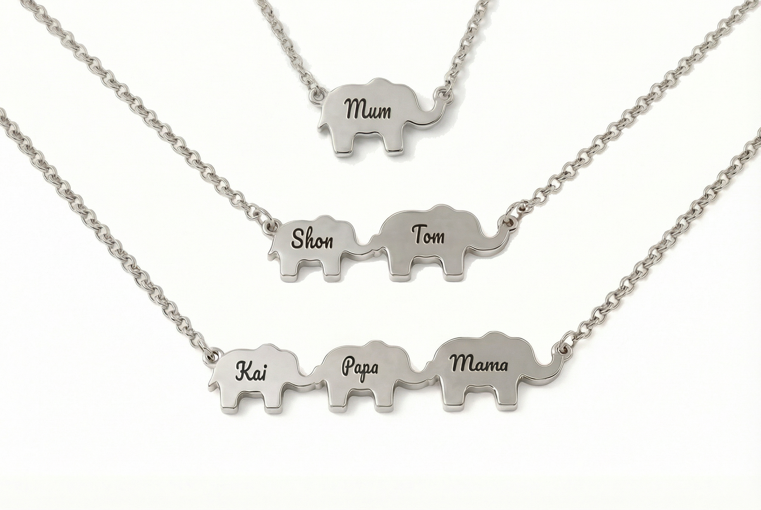 Elephant Name Necklace