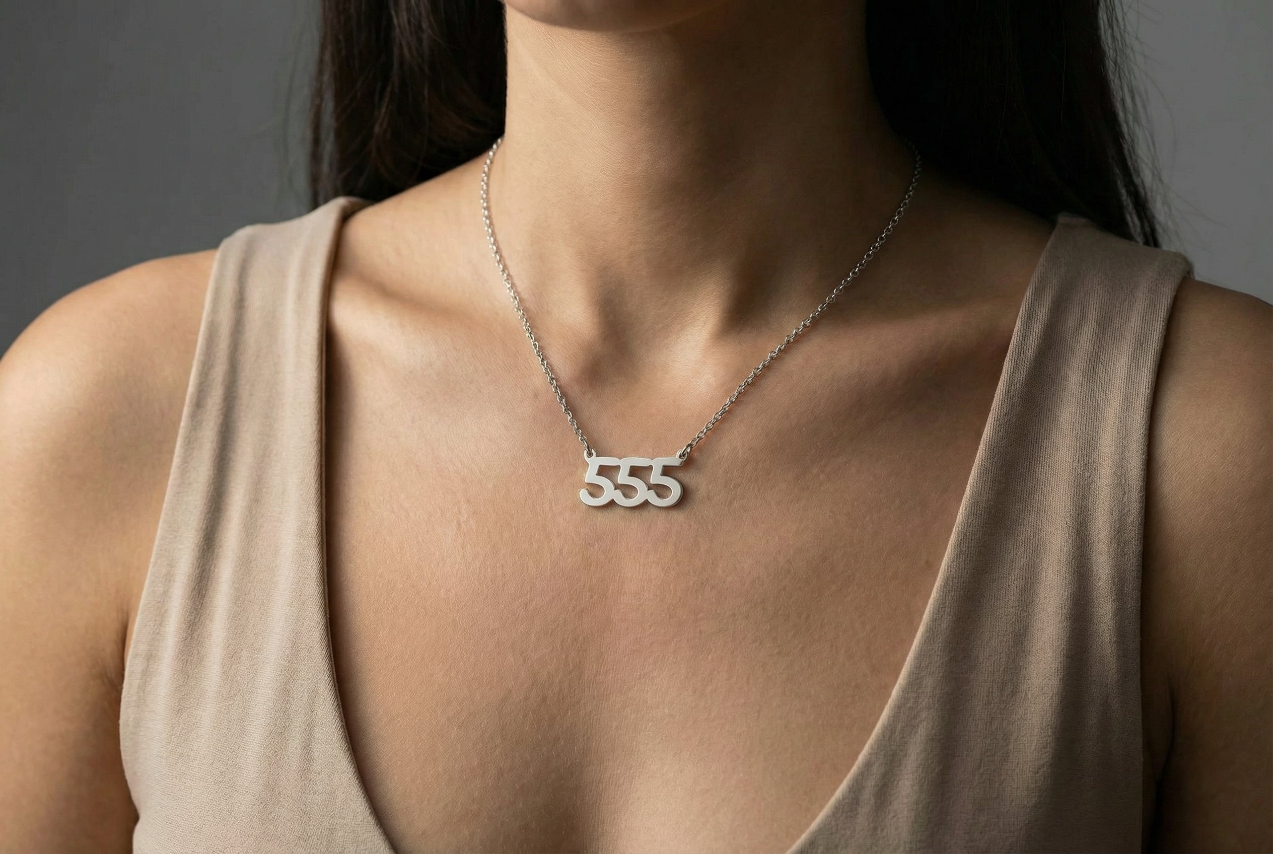 Silver Angel Number Necklace