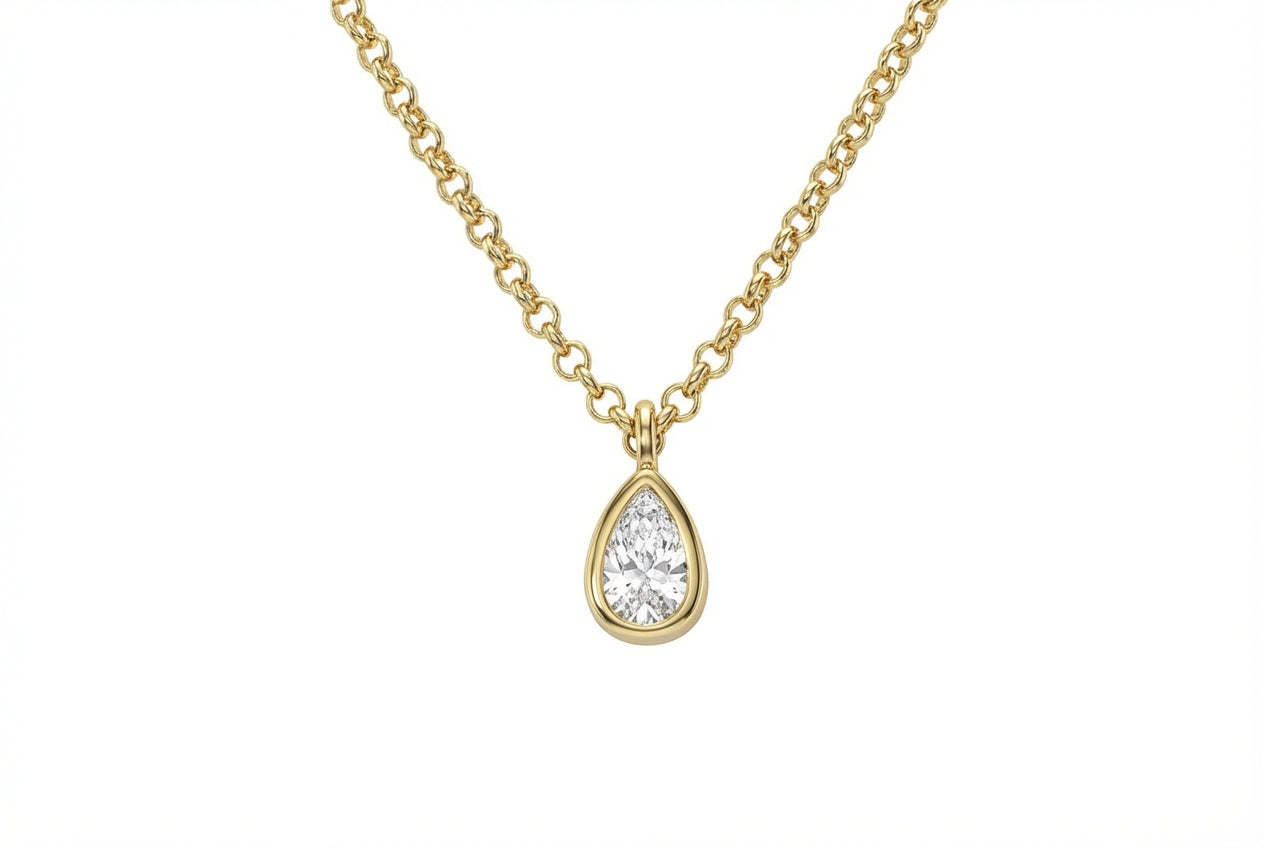 Pear Bezel Necklace