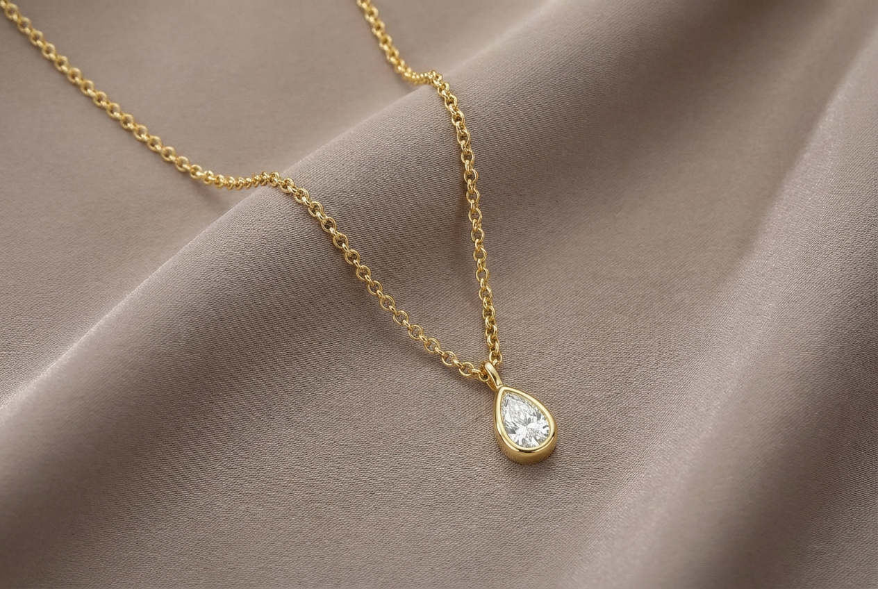 Pear Bezel Necklace