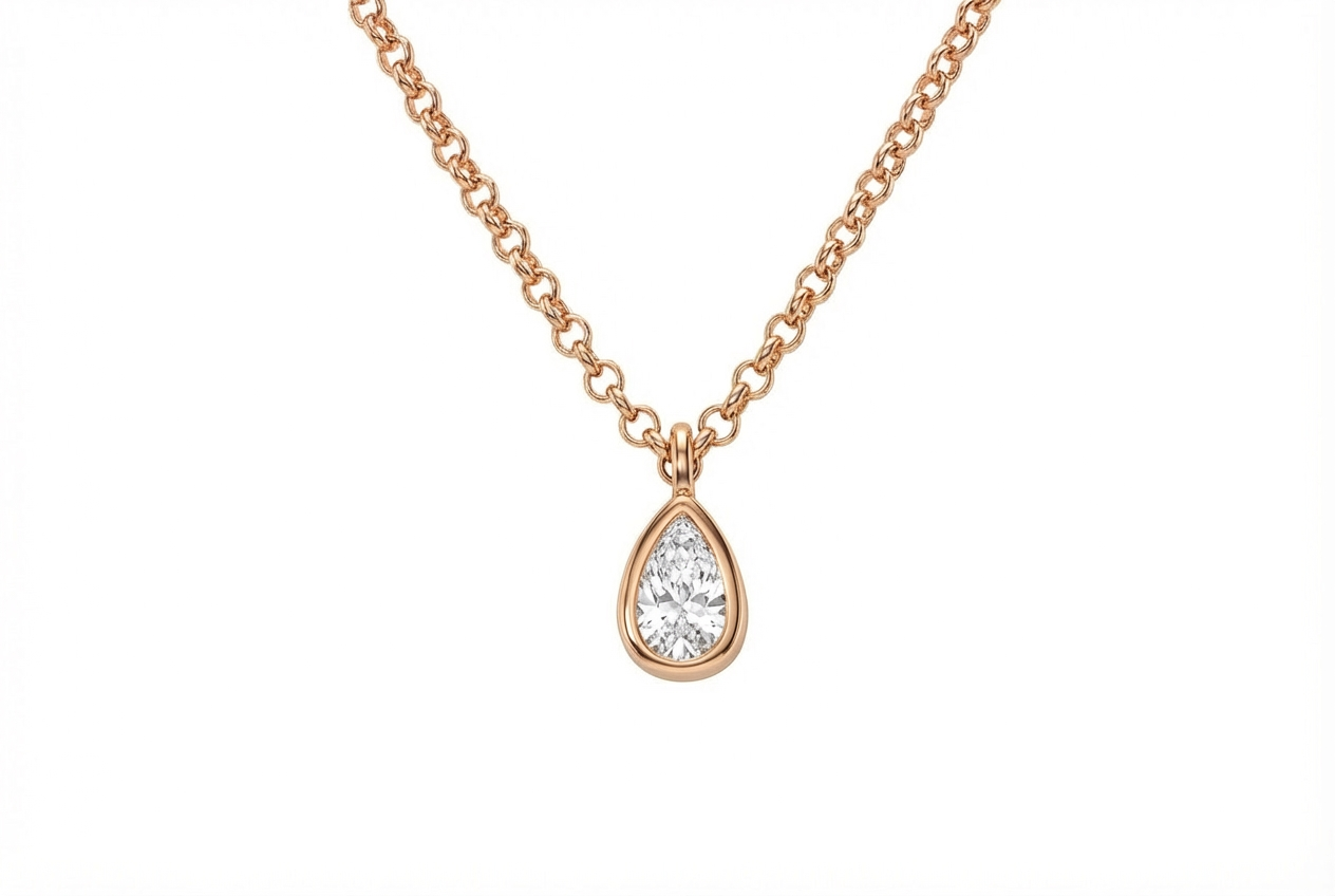 Pear Bezel Necklace