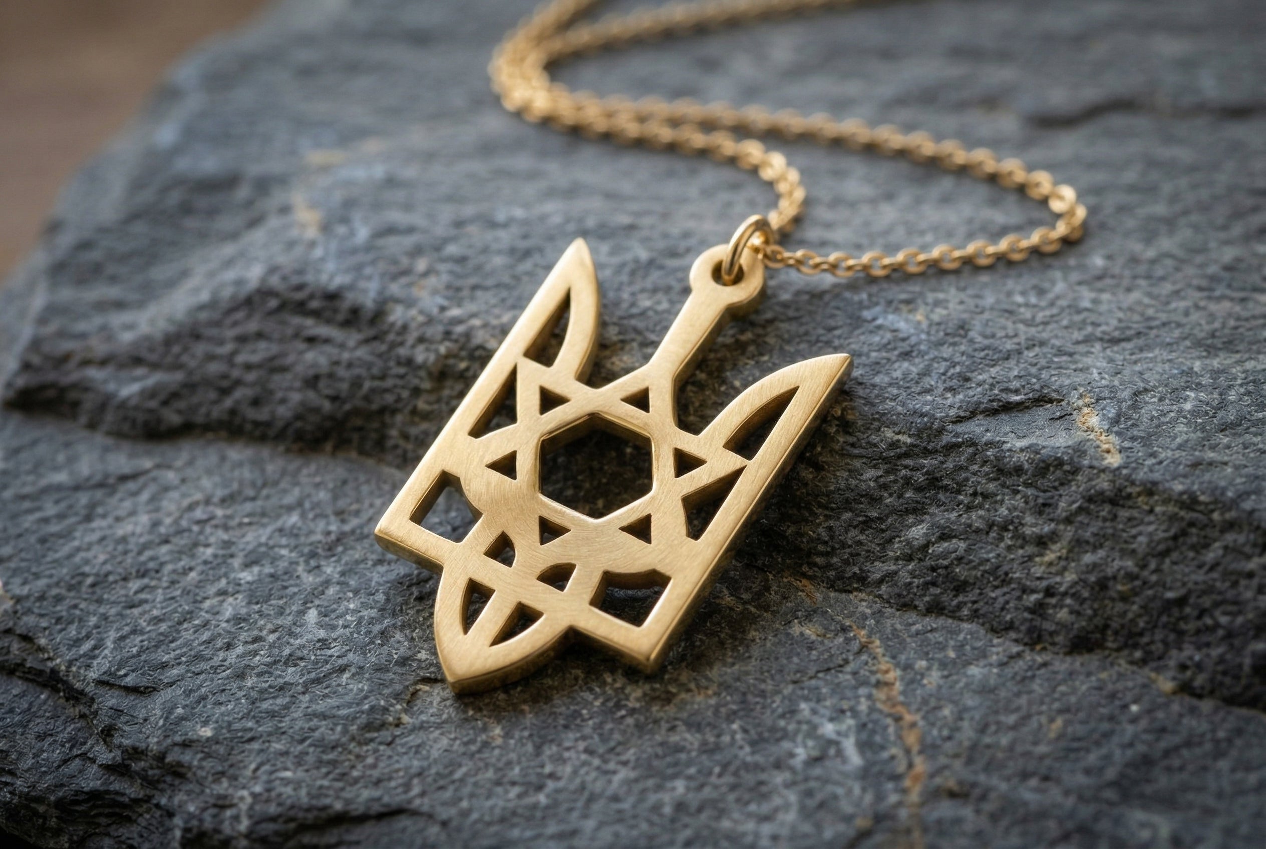 14K Gold Ukraine Tryzub Necklace