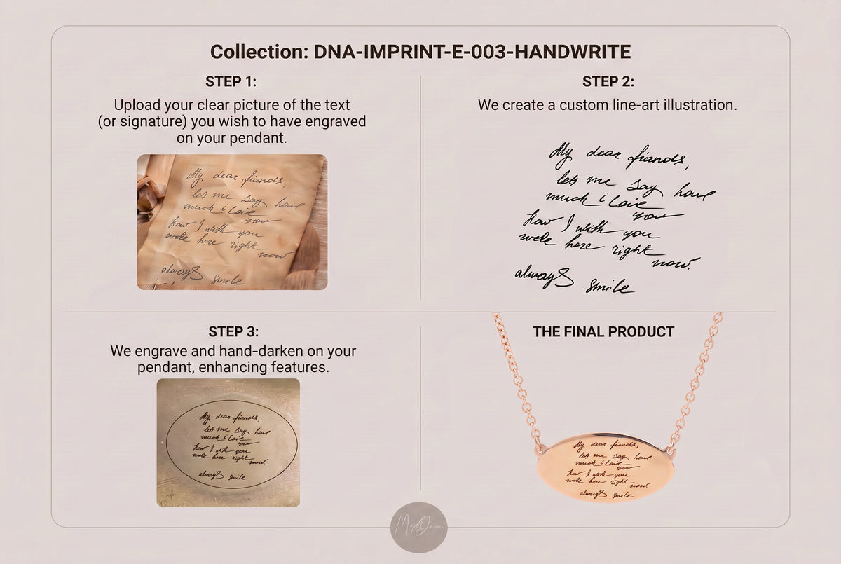 Handwriting Horizontal Pendant Necklace