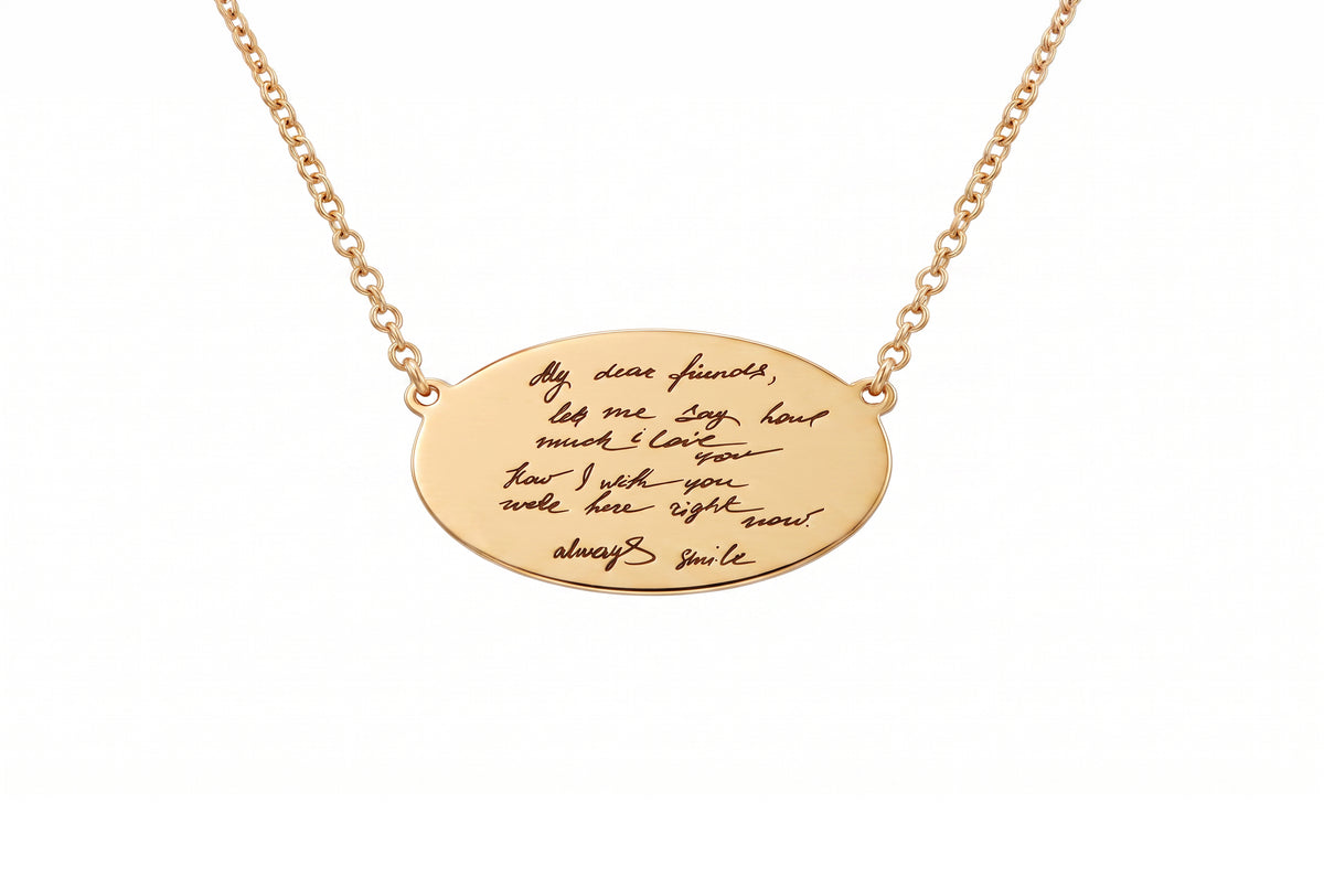 Handwriting Horizontal Pendant Necklace