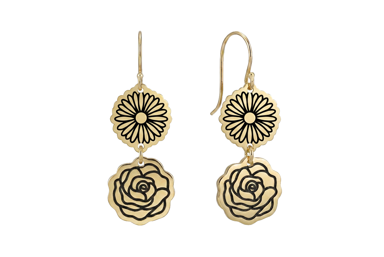 Double Birth Flower Earrings