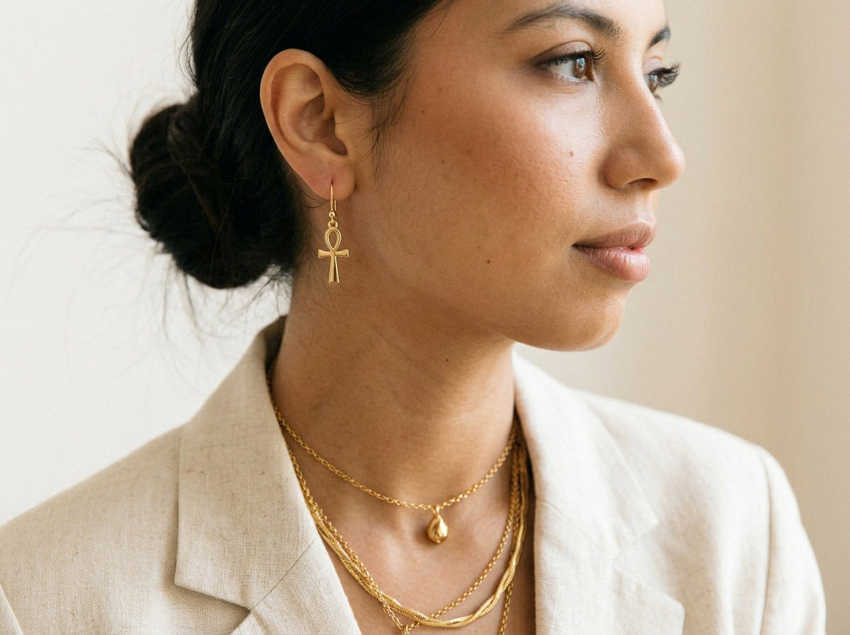 Minimalist Ankh Earrings