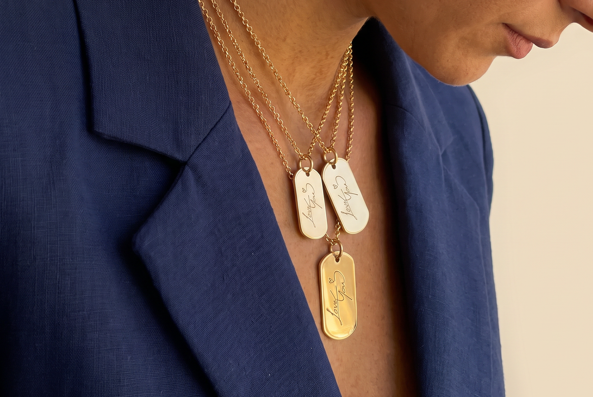 Custom Handwriting Dog Tag Necklace