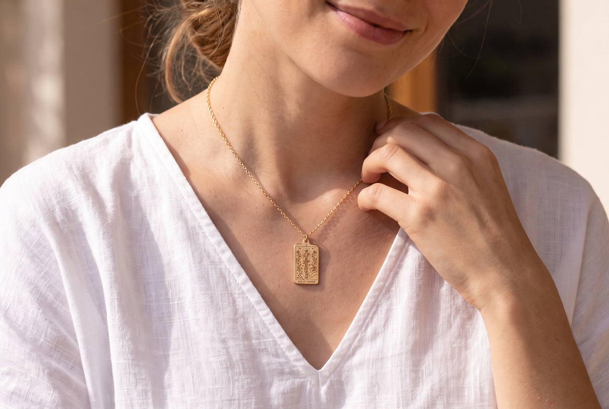 Ace of Wands Tarot Card Necklace