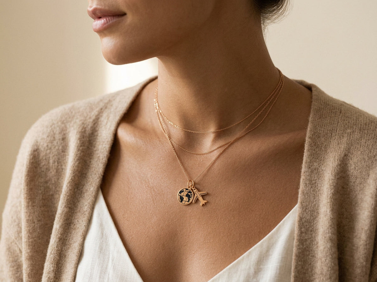 Globe & Plane Necklace