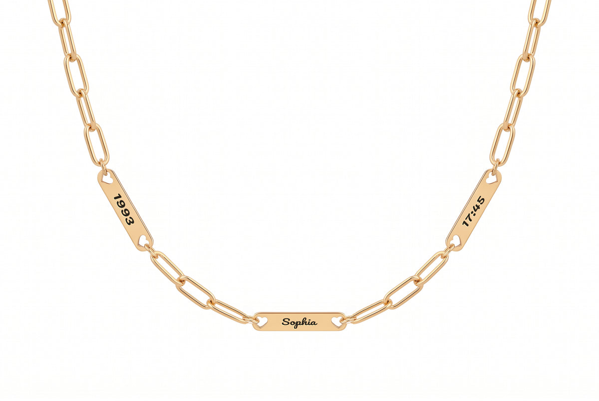 Multiple Engraved Bar Necklace