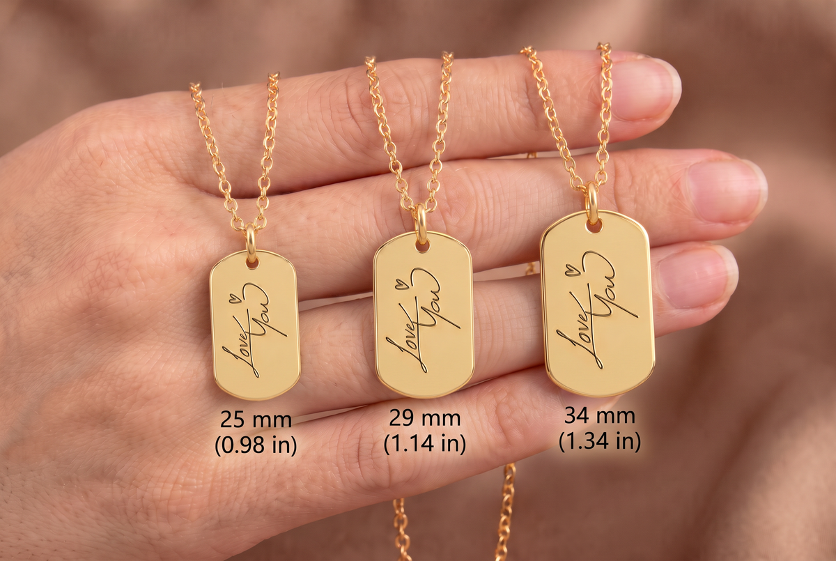 Custom Handwriting Dog Tag Necklace