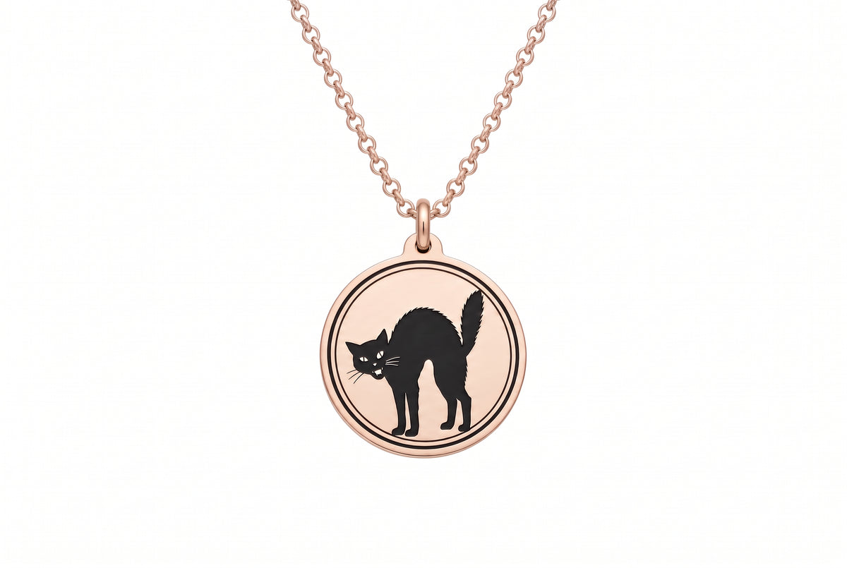Vintage Black Cat Necklace