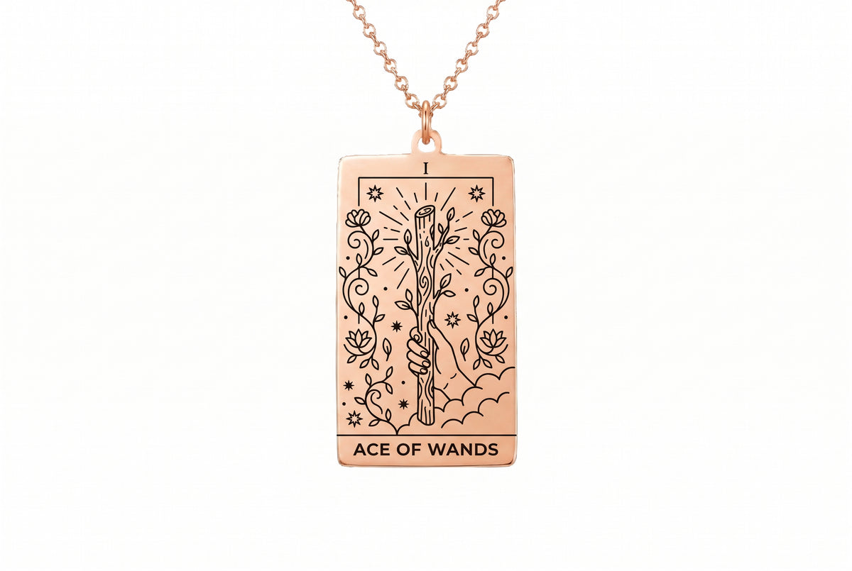 Ace of Wands Tarot Card Necklace