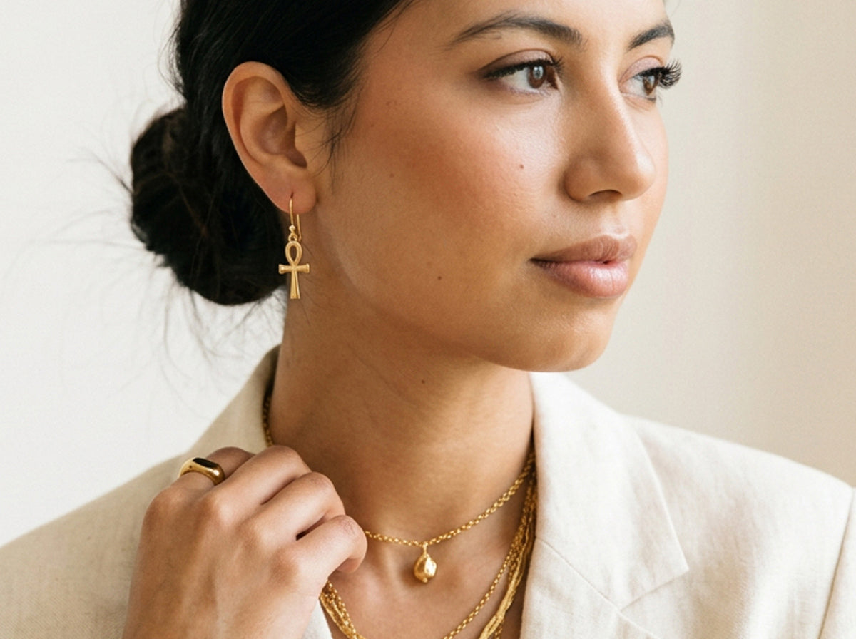 Minimalist Ankh Earrings