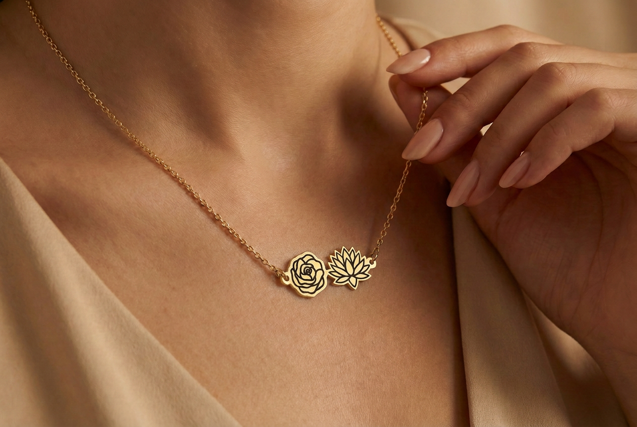 Double Birth Flower Necklace