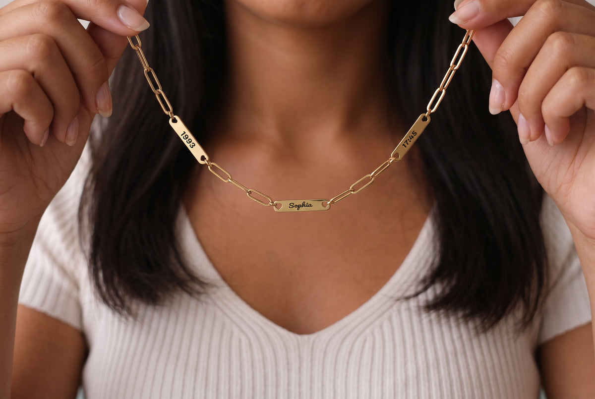 Multiple Engraved Bar Necklace