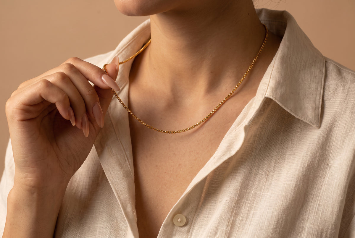 14K Gold Rolo Chain Necklace