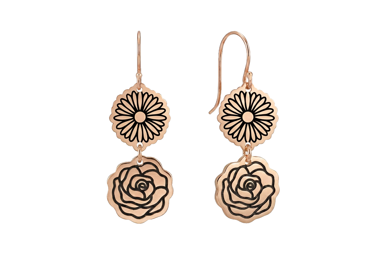 Double Birth Flower Earrings